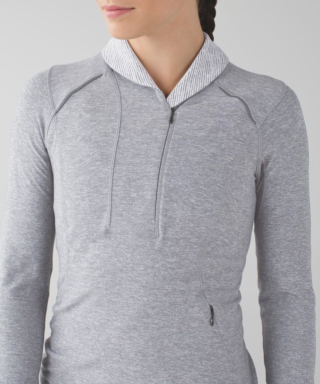 Lululemon Think Fast Pullover - Heathered Slate / Tonka Stripe Heathered Slate White