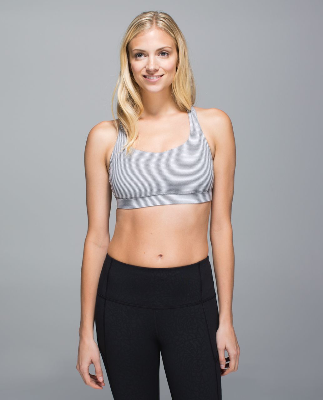 Lululemon 50 Rep Bra - Tonka Stripe Heathered Slate White