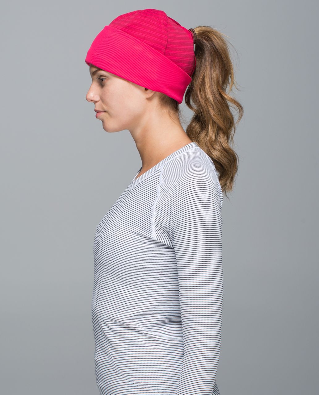 Lululemon Run With Me Toque - Deepest Cranberry / Double Trouble Stripe Boom Juice Deepest Cranberry