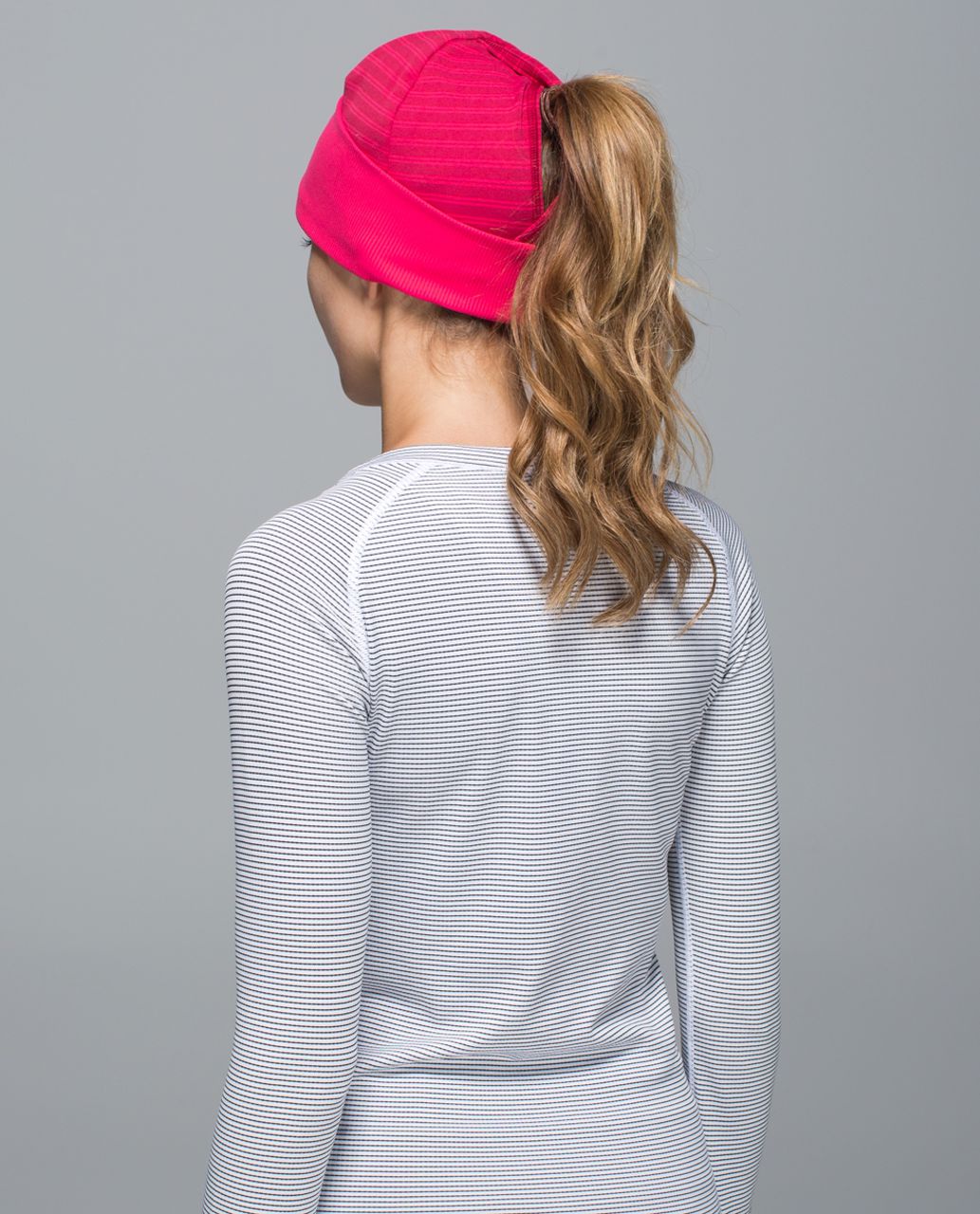 Lululemon Run With Me Toque - Deepest Cranberry / Double Trouble Stripe Boom Juice Deepest Cranberry