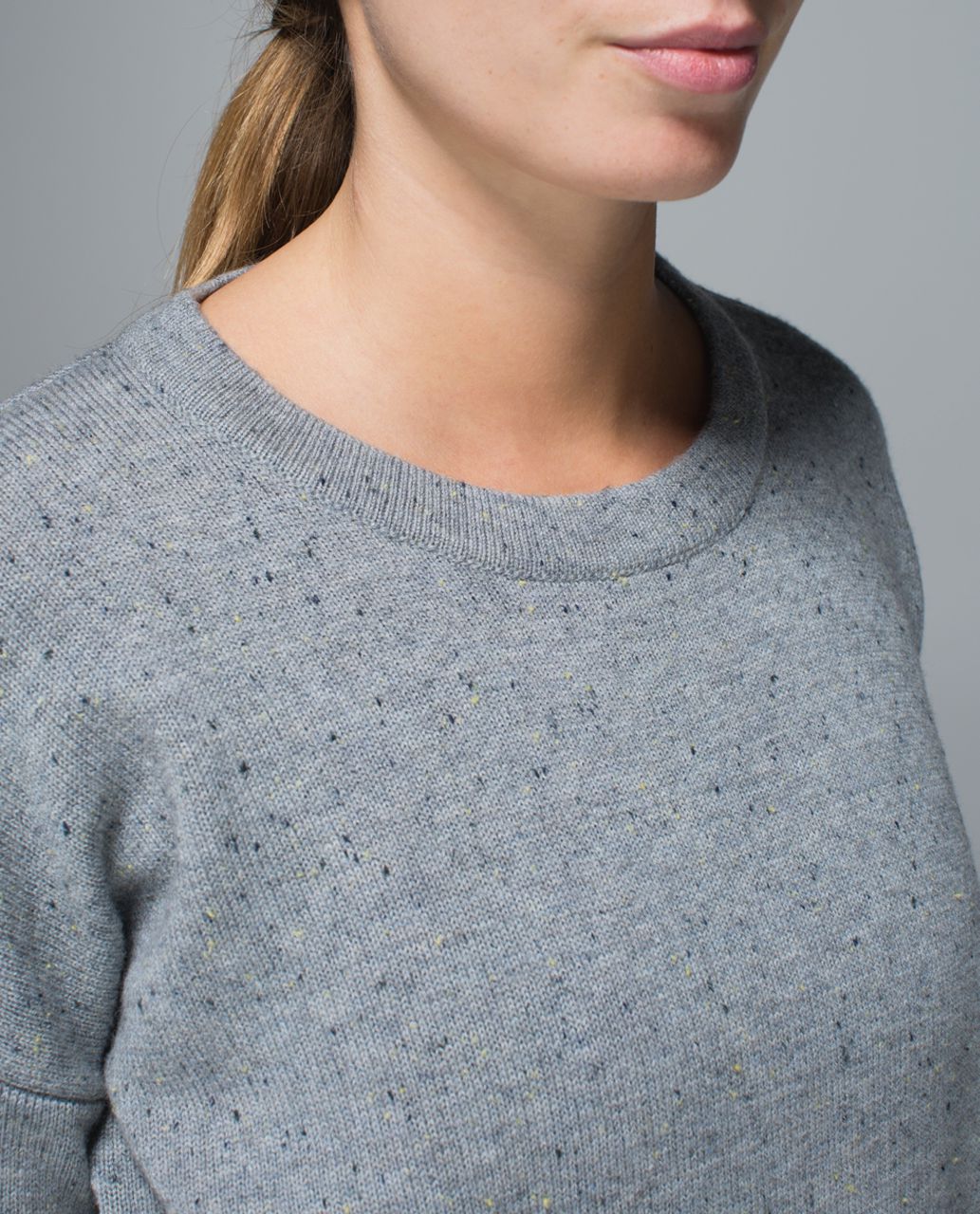 lululemon athletica, Tops, Lululemon Getaway Crew Heathered Speckled Grey  Cutout Stretch Sweatshirt 8