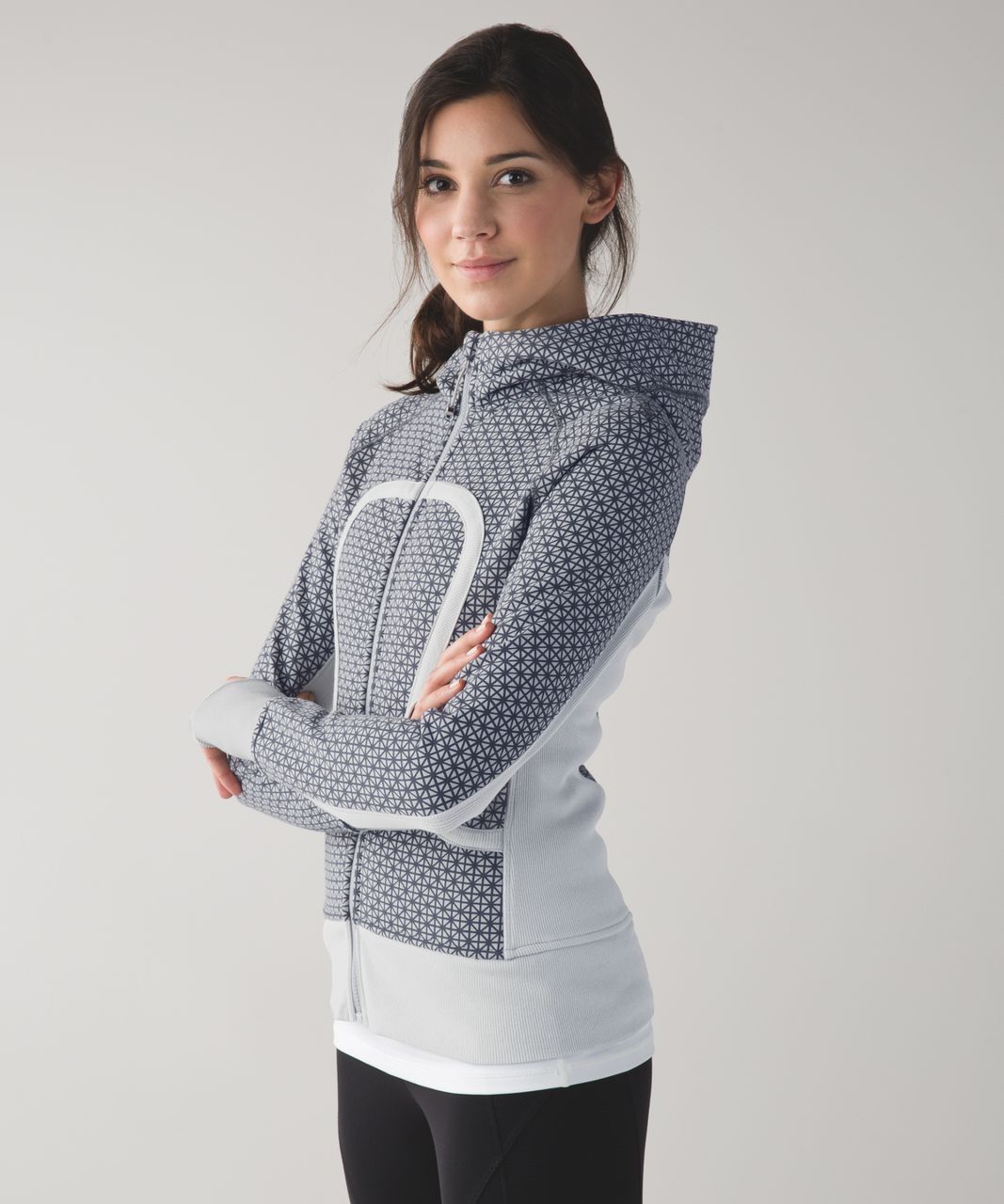 Lululemon Scuba Hoodie II - Tri Geo Printed Silver Spoon Slate / Slate