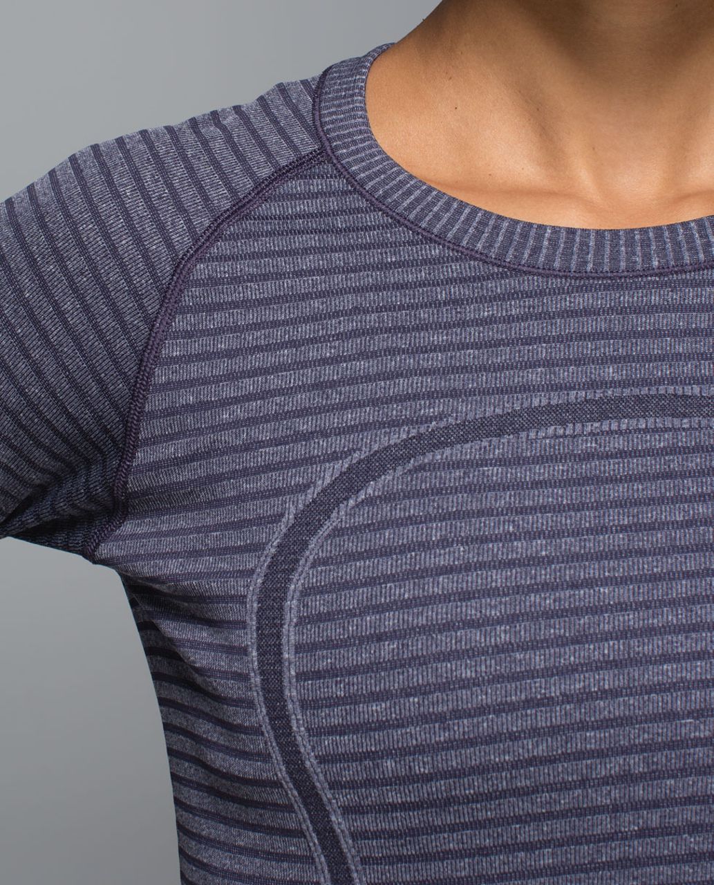 Lululemon Run:  Swiftly Tech Long Sleeve Crew - Rugby Stripe Tonal Heathered Black Grape