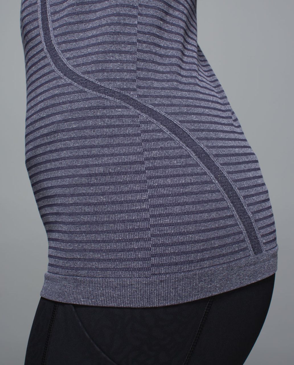 Lululemon Run:  Swiftly Tech Long Sleeve Crew - Rugby Stripe Tonal Heathered Black Grape