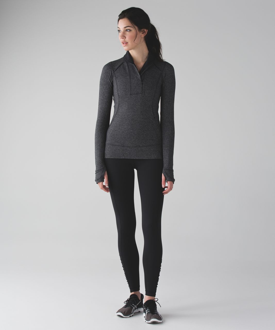 Lululemon Think Fast Pullover - Heathered Herringbone Heathered Black Black / Black