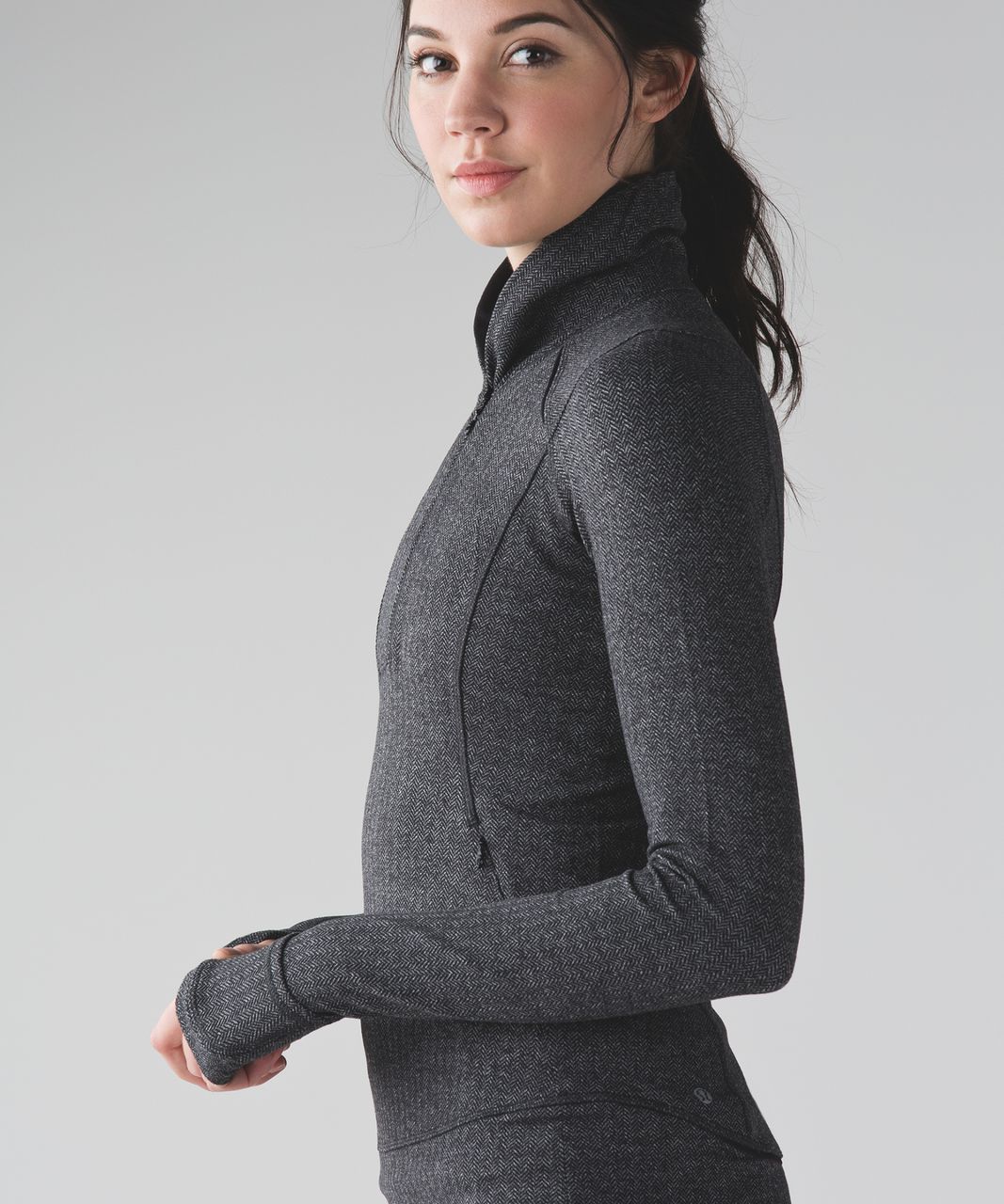 Lululemon heathered black herringbone think fast hoodie - Agent