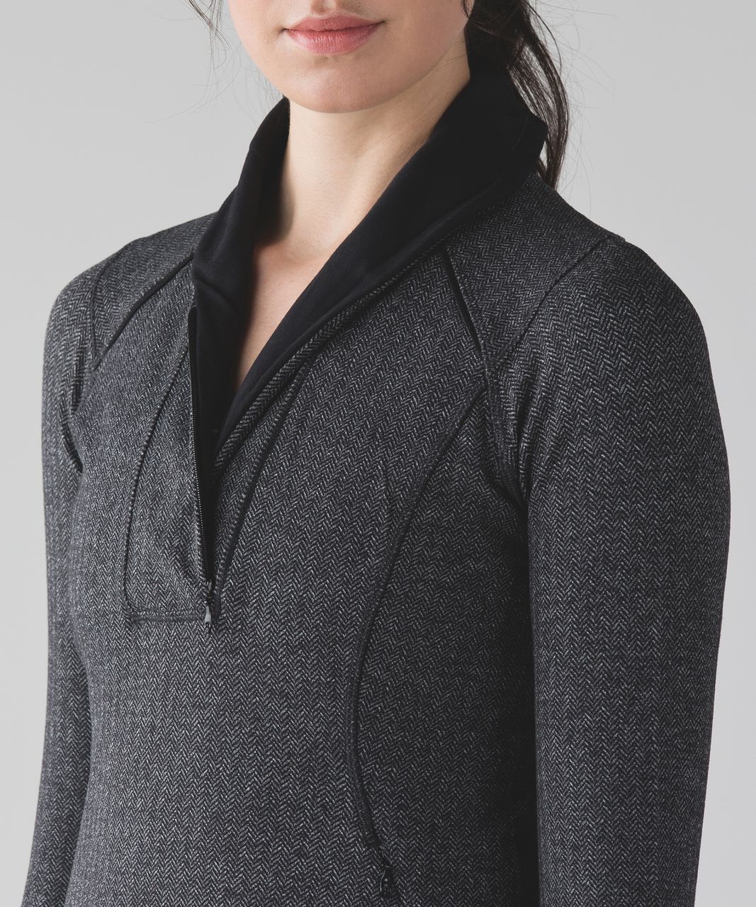 Lululemon Think Fast Pullover - Heathered Herringbone Heathered Black Black / Black