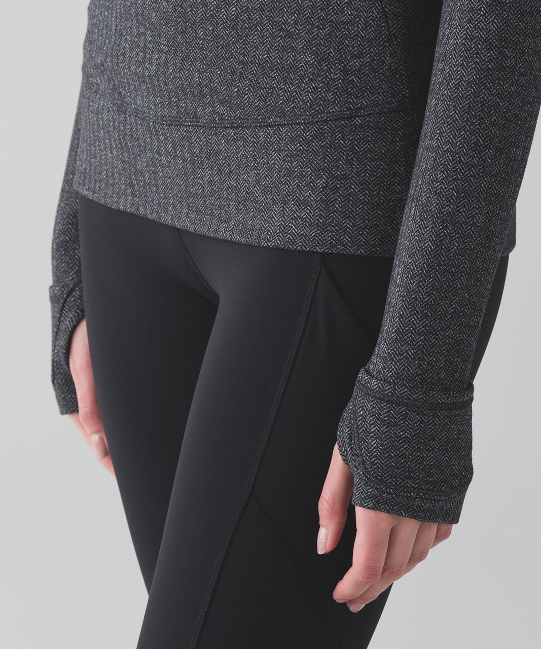 Lululemon Think Fast Pullover - Heathered Herringbone Heathered Black Black / Black