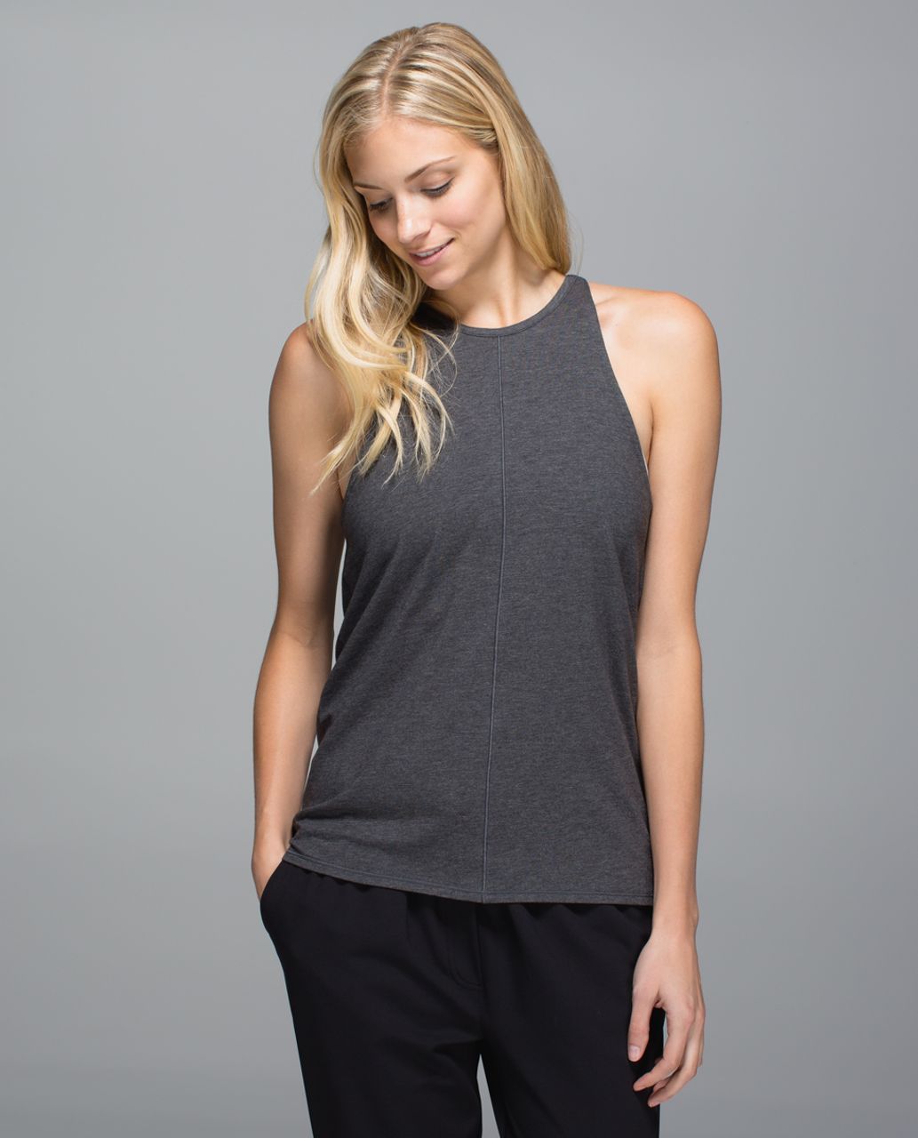 Lululemon Womens Dark Gray Built In Bra Criss Cross Pullover Tank Top 8  #406