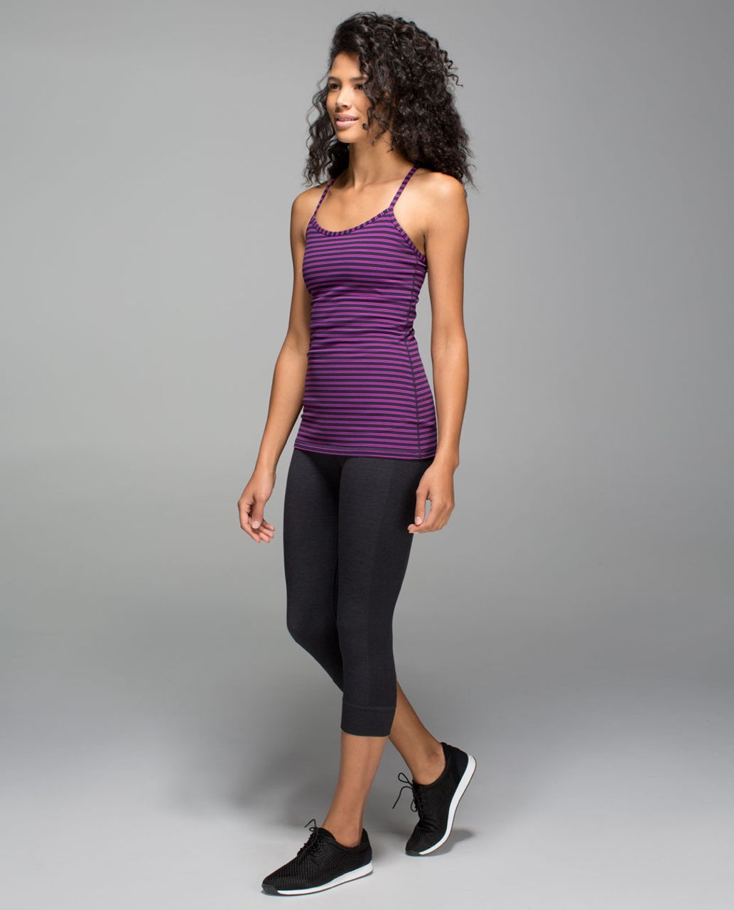 Lululemon Power Y Tank *Luon - Double Trouble Stripe Ultra Violet Black Grape