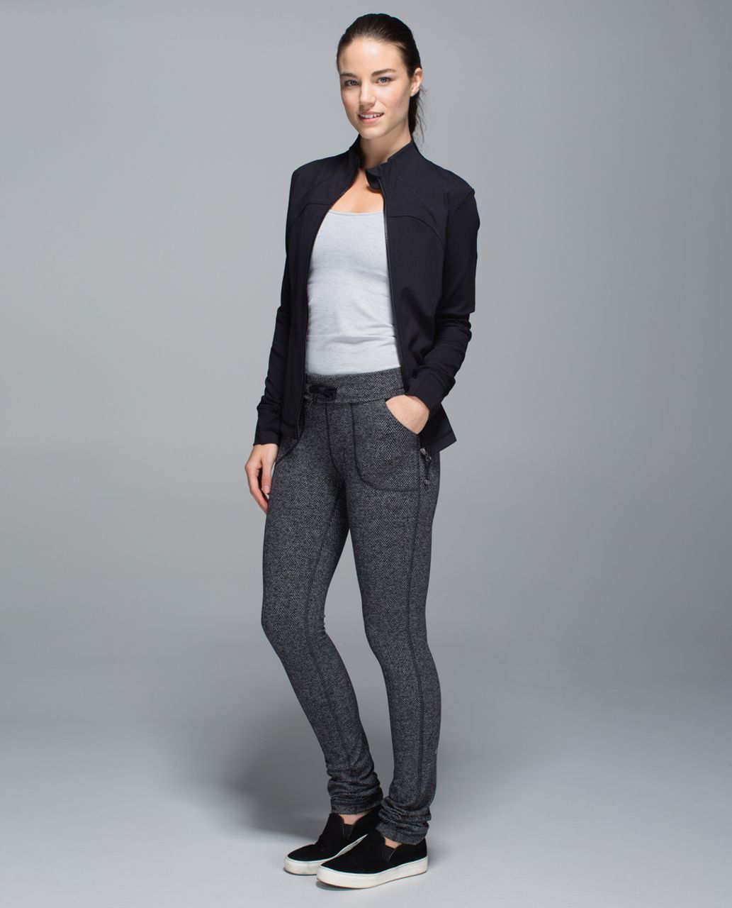 Lululemon Skinny Will Pant *Full-On Luon - Giant Herringbone Black Heathered Black