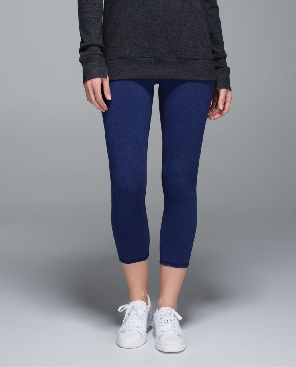 Lululemon Wunder Under Crop *Cotton (Roll Down) - Heathered Denim Majestic