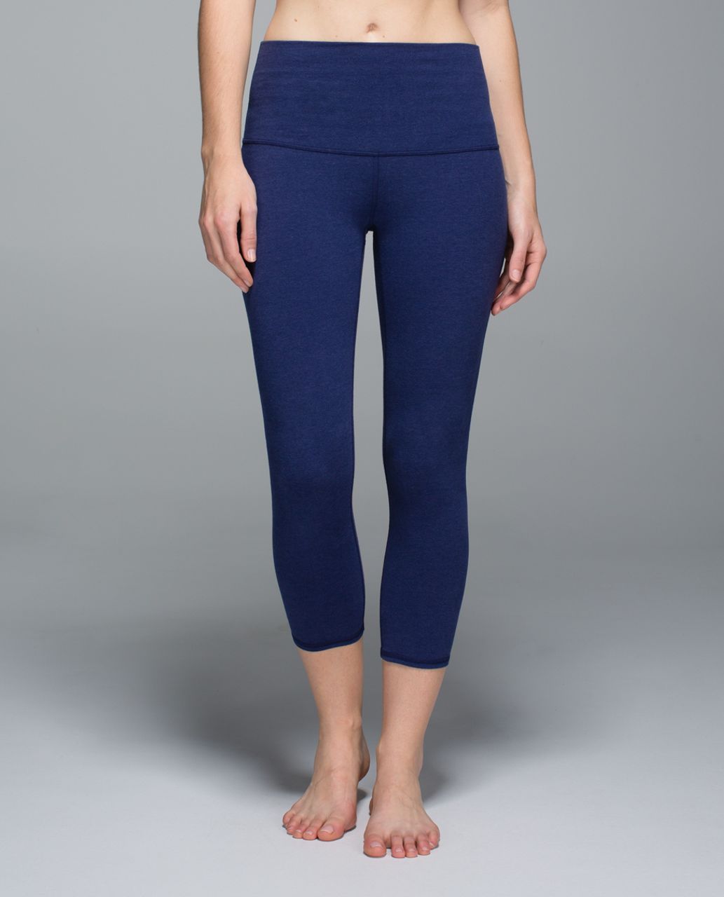 Lululemon Wunder Under Crop *Cotton (Roll Down) - Heathered Denim Majestic