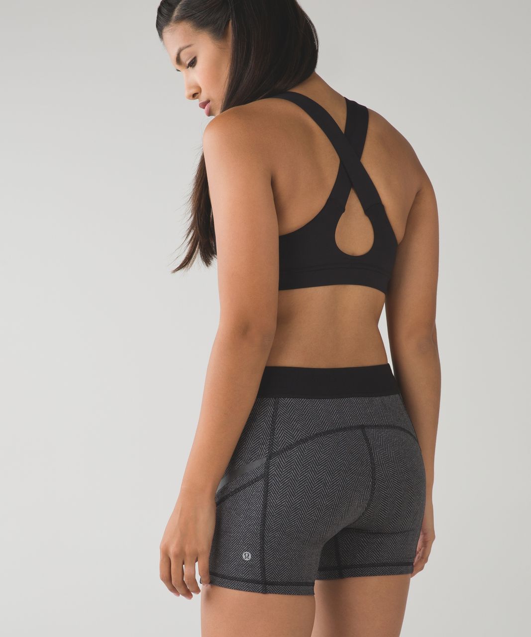 Lululemon What The Sport Short - Giant Herringbone Black Heathered Black