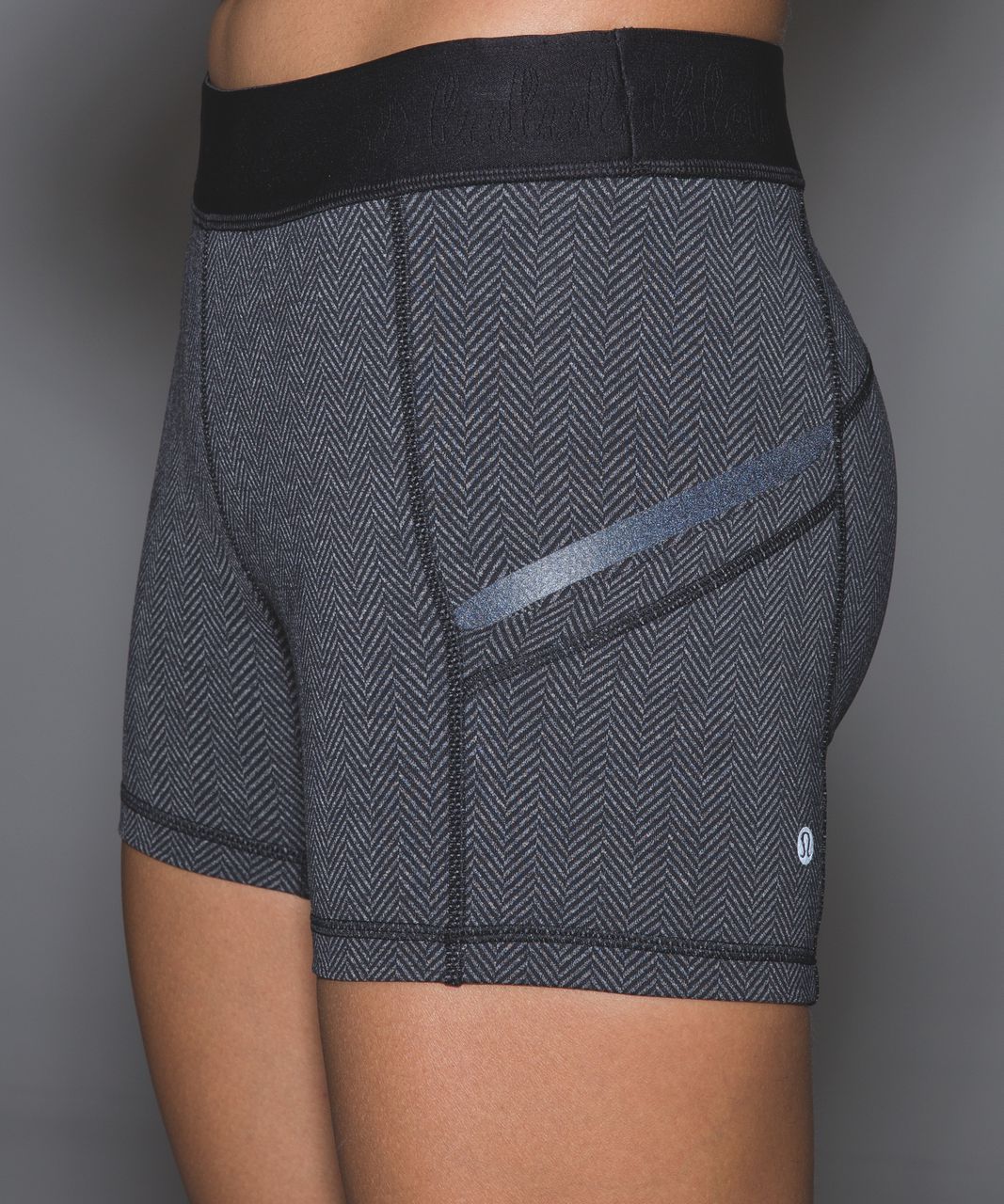 Lululemon What The Sport Short - Giant Herringbone Black Heathered Black