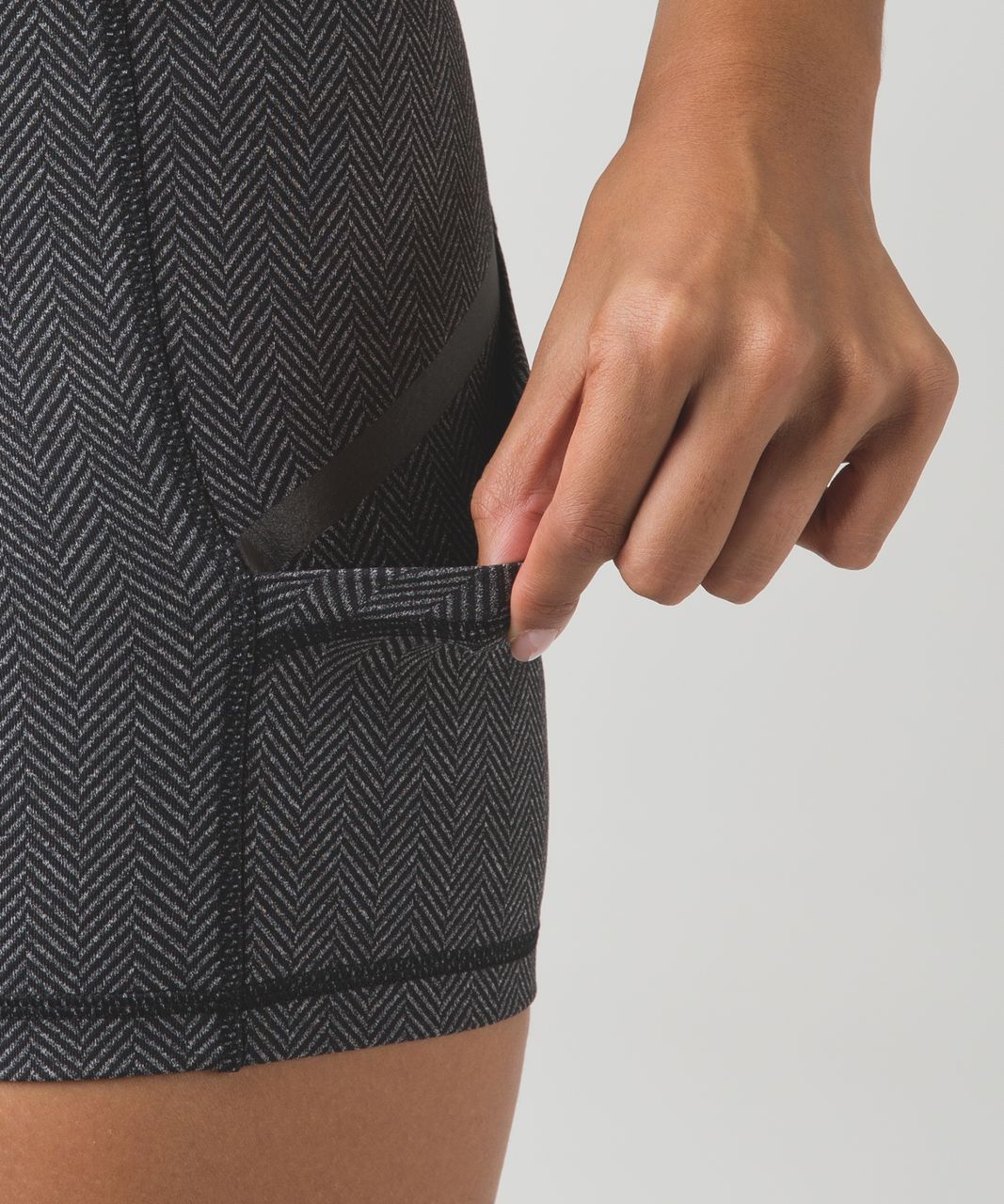 Lululemon What The Sport Short - Giant Herringbone Black Heathered Black