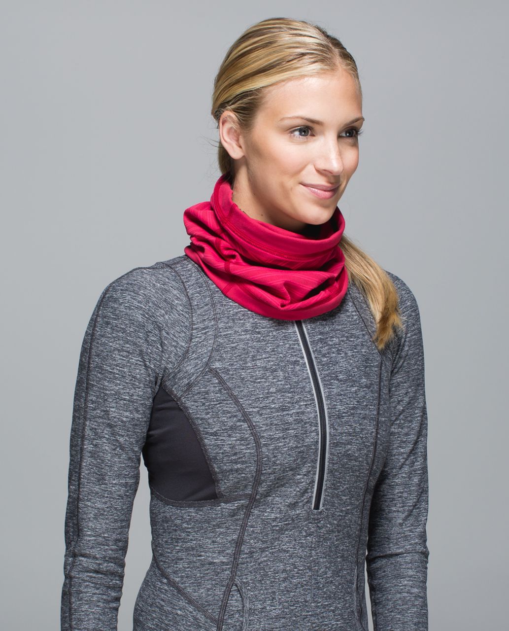 Lululemon Run With Me Neck Warmer - Deepest Cranberry / Double Trouble Stripe Boom Juice Deepest Cranberry