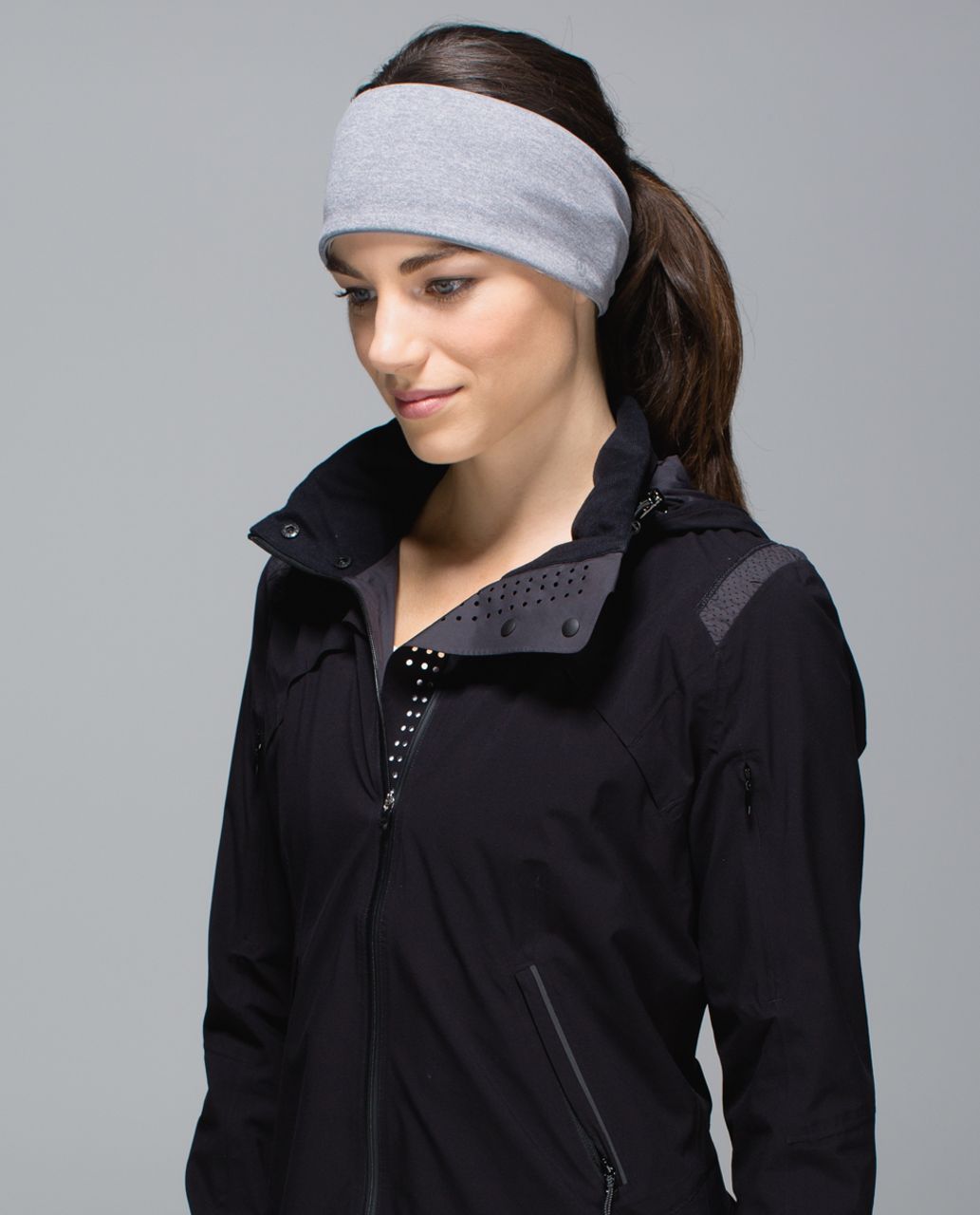 Lululemon Run With Me Ear Warmer - Heathered Slate / Tonka Stripe Heathered Slate White