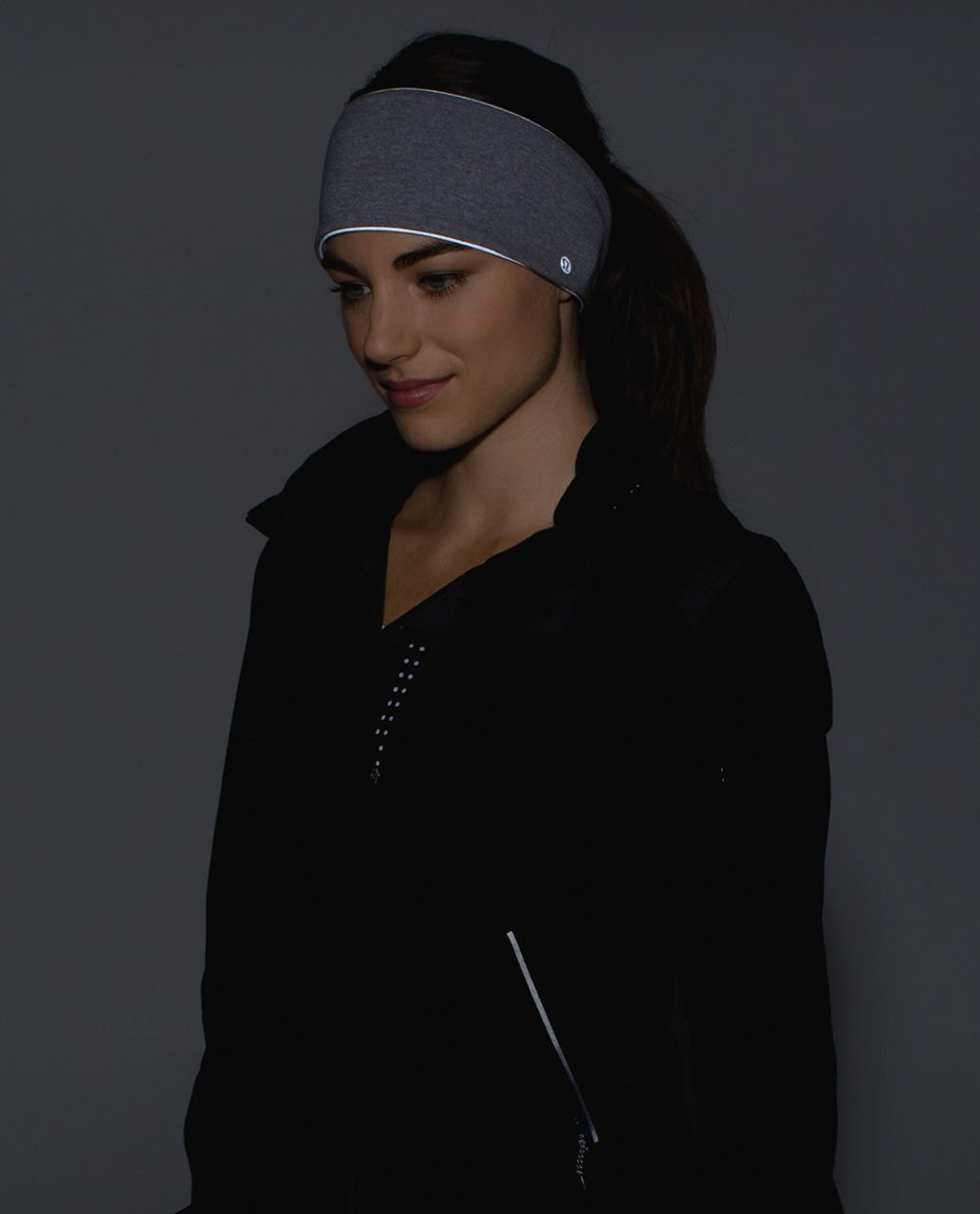 Lululemon Run With Me Ear Warmer - Heathered Slate / Tonka Stripe Heathered Slate White