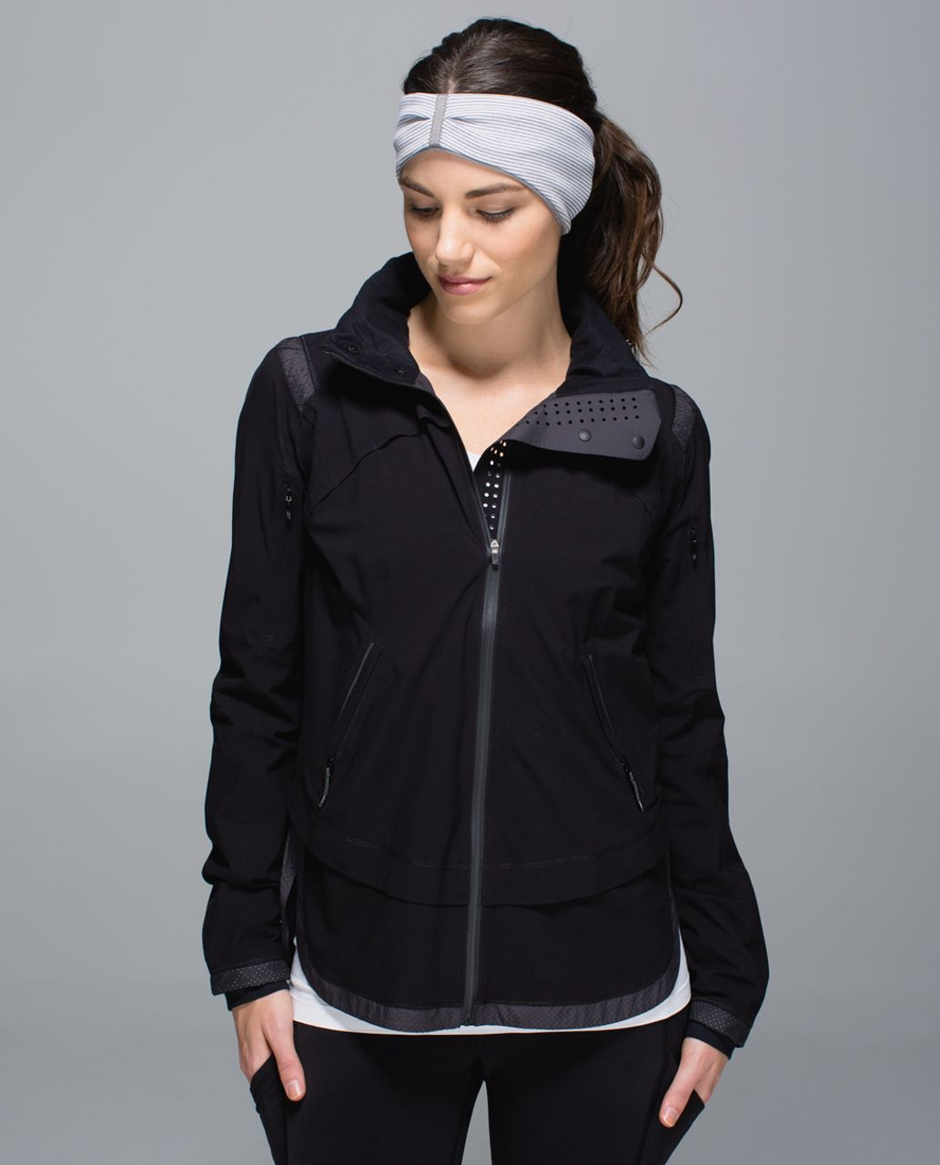 Lululemon Run With Me Ear Warmer - Heathered Slate / Tonka Stripe Heathered Slate White