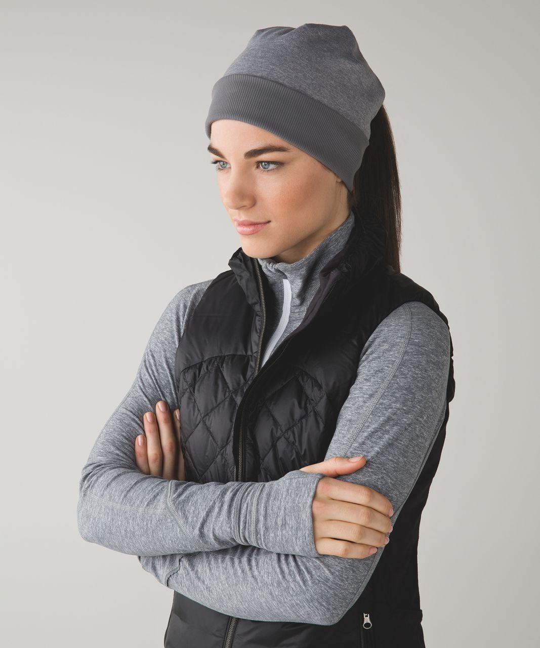 Lululemon Run With Me Toque - Heathered Slate / Tonka Stripe Heathered Slate White / Slate