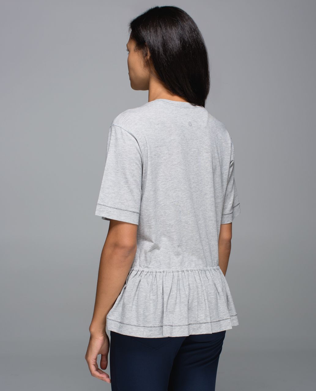 Lululemon Flouncey Tee - Mini Stripe Heathered Medium Grey Angel Wing