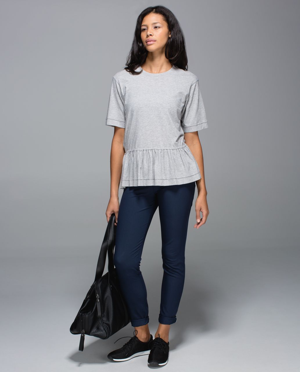 Lululemon Flouncey Tee - Mini Stripe Heathered Medium Grey Angel Wing