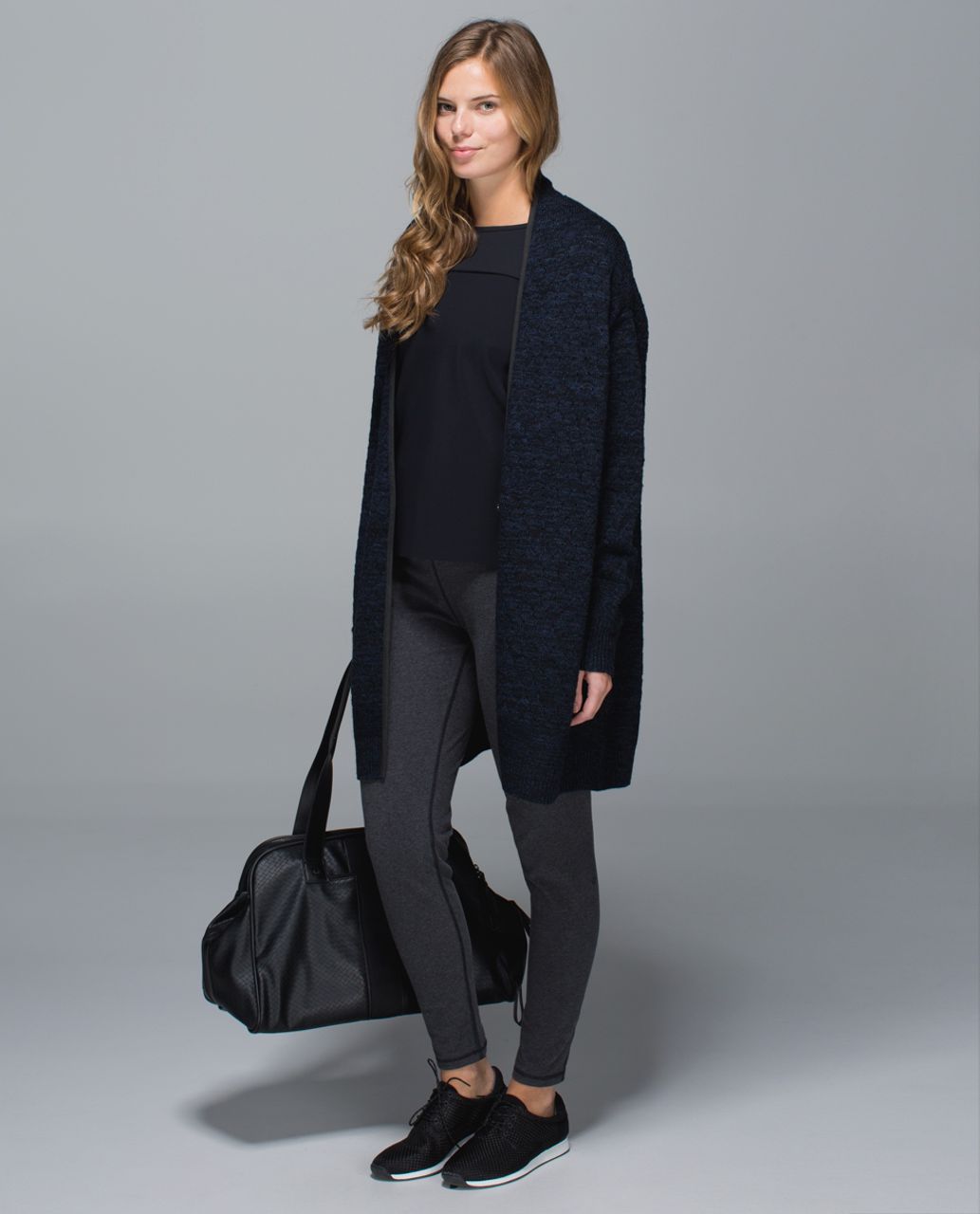 Lululemon Cardi All Day - Heathered Inkwell / Black