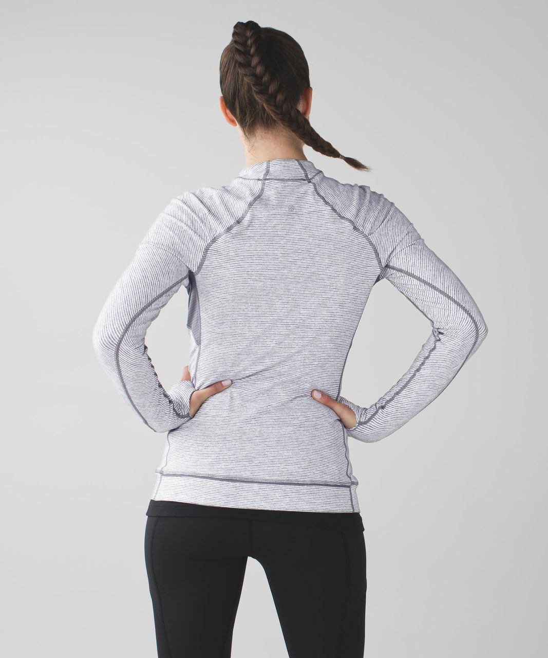 Lululemon Think Fast Long Sleeve - Tonka Stripe Heathered Slate White / Slate