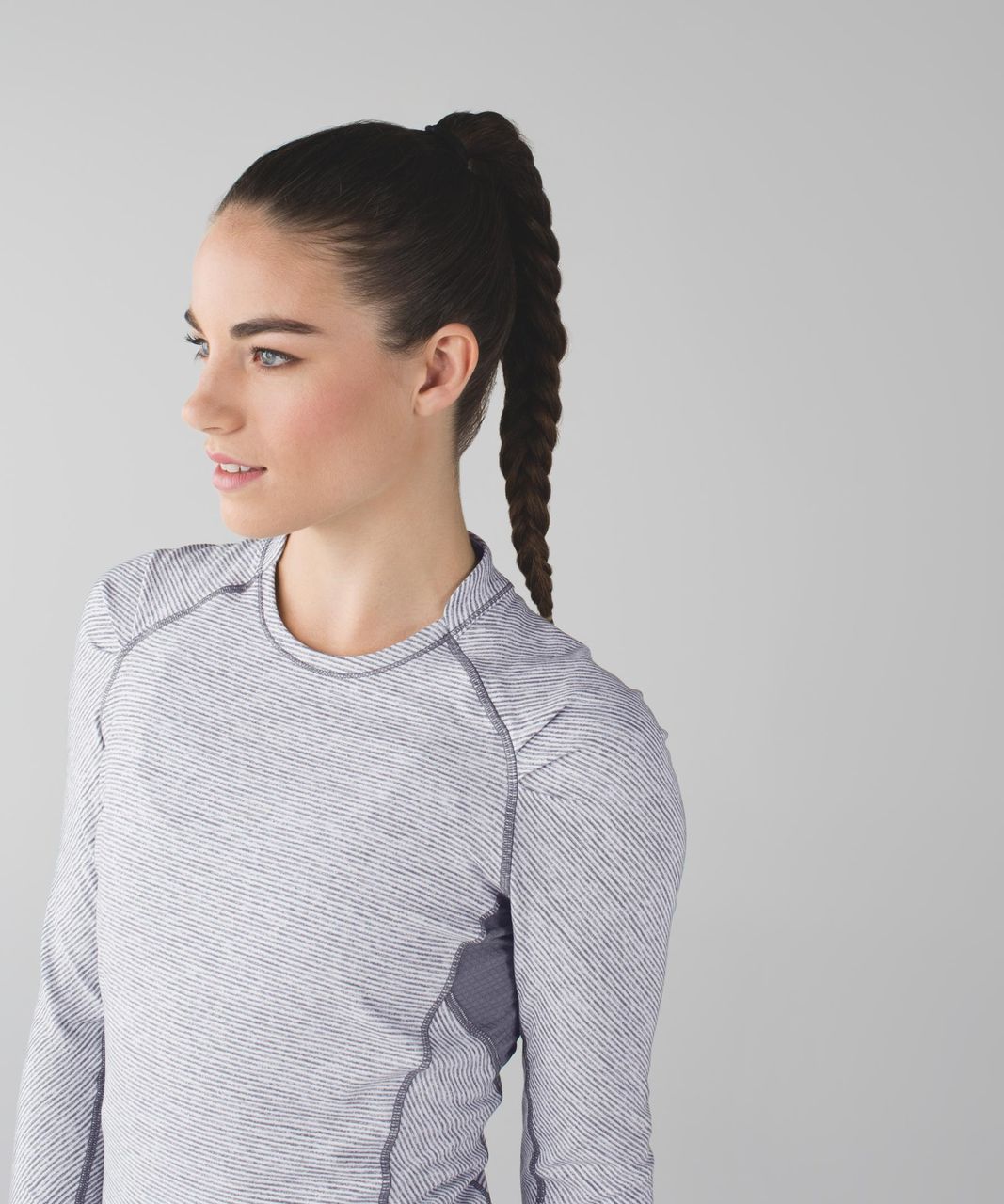 Lululemon Think Fast Long Sleeve - Tonka Stripe Heathered Slate White /  Slate - lulu fanatics