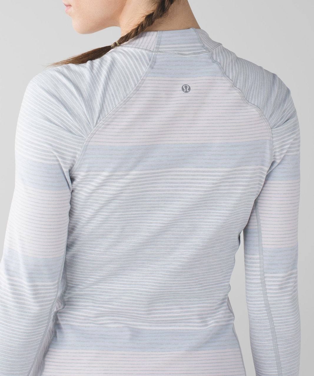 Lululemon Think Fast Long Sleeve - Om Stripe Heathered Silver Spoon Multi / Silver Spoon