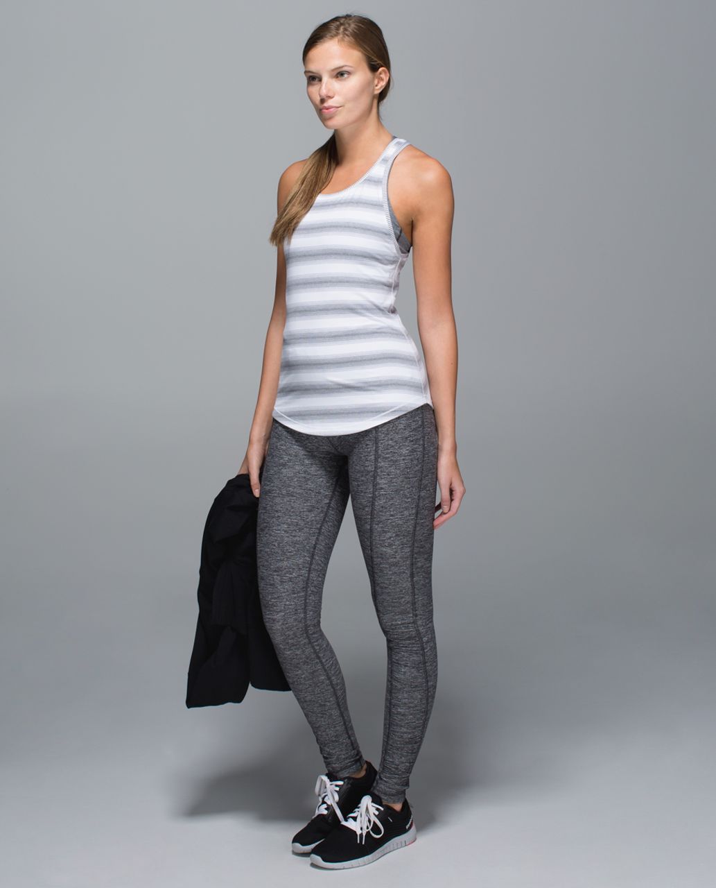 Lululemon Think Fast Tank - Capilano Stripe White Heathered Slate