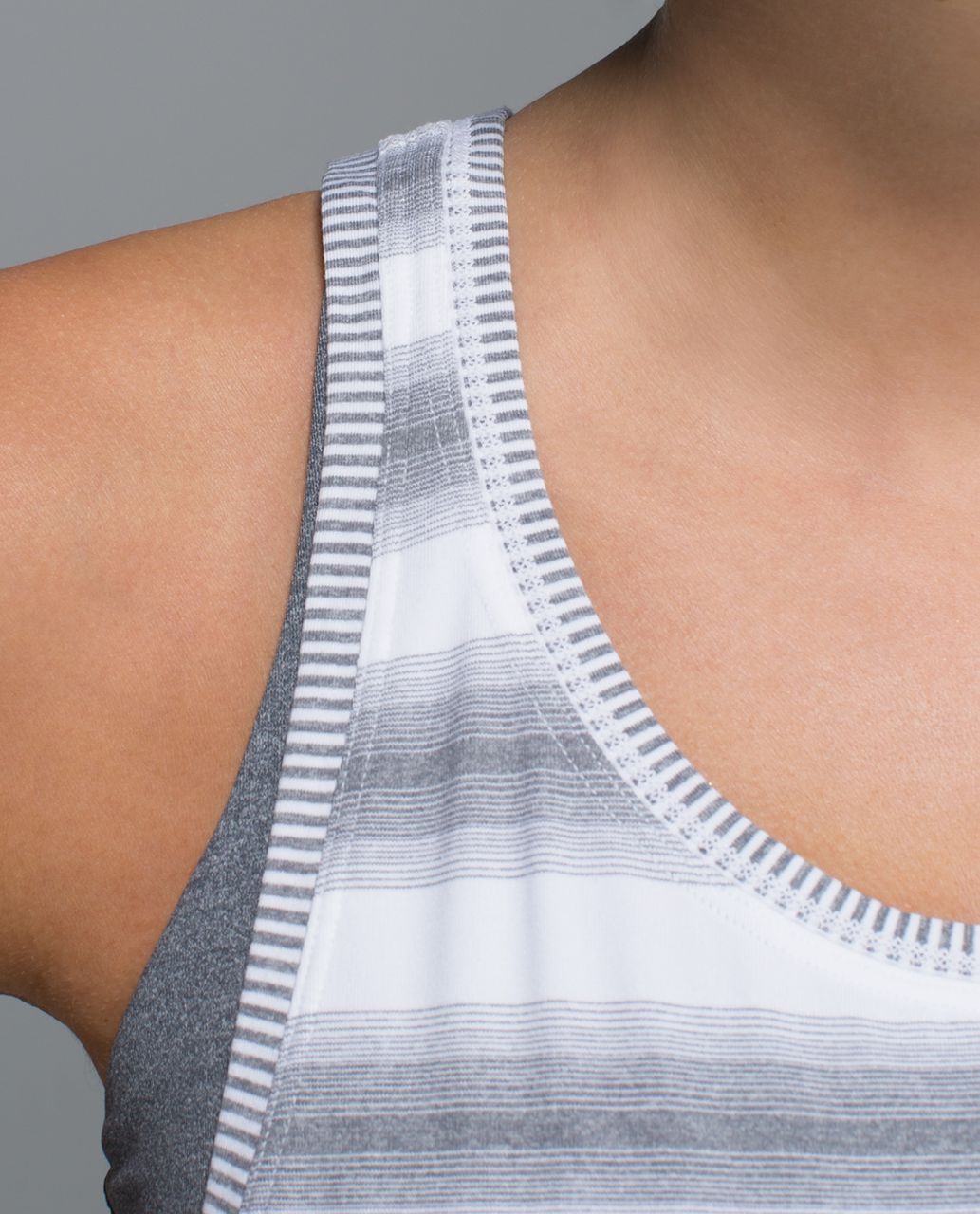 Lululemon Think Fast Tank - Capilano Stripe White Heathered Slate