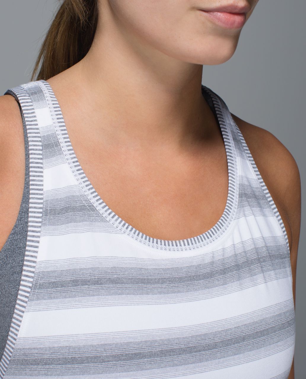 Lululemon Think Fast Tank - Capilano Stripe White Heathered Slate