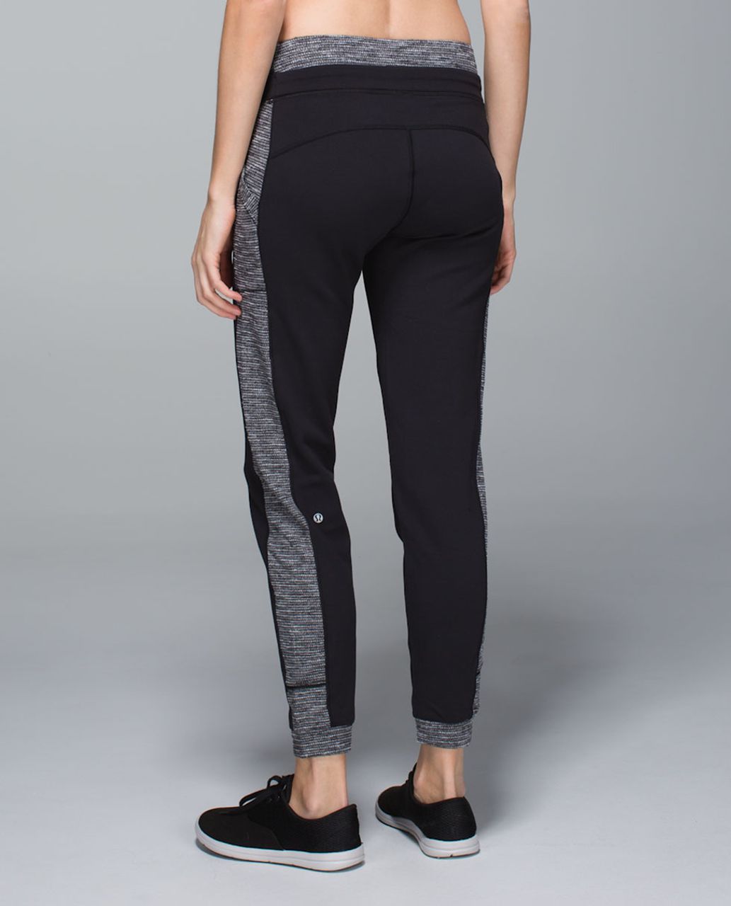 Lululemon Base Runner Pant - Black / Parallel Stripe Black White / Coco Pique Black