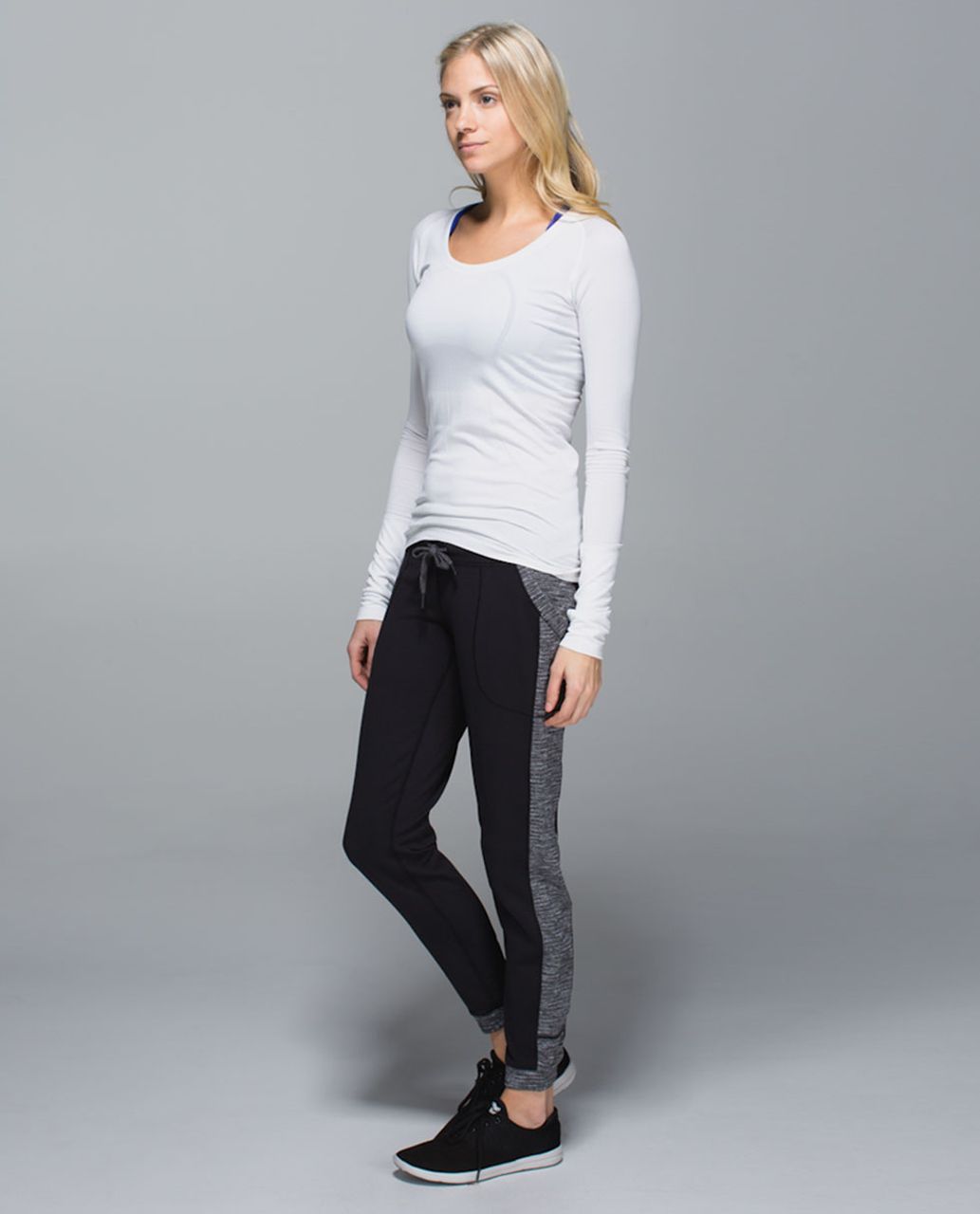 Lululemon Base Runner Pant - Black / Parallel Stripe Black White / Coco Pique Black