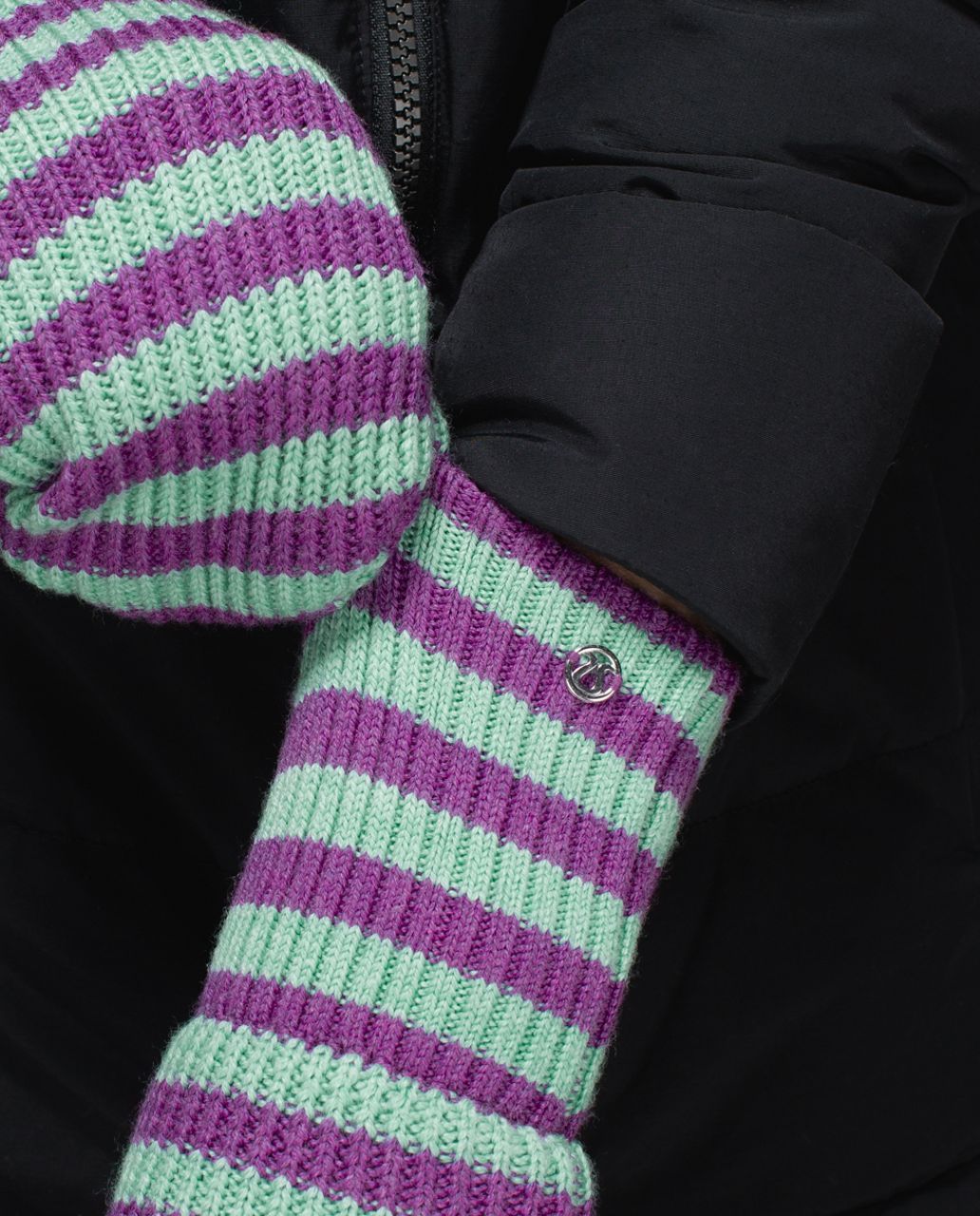 Lululemon Totally Toasty Mittens - Heathered Menthol / Heathered Ultra Violet / Black