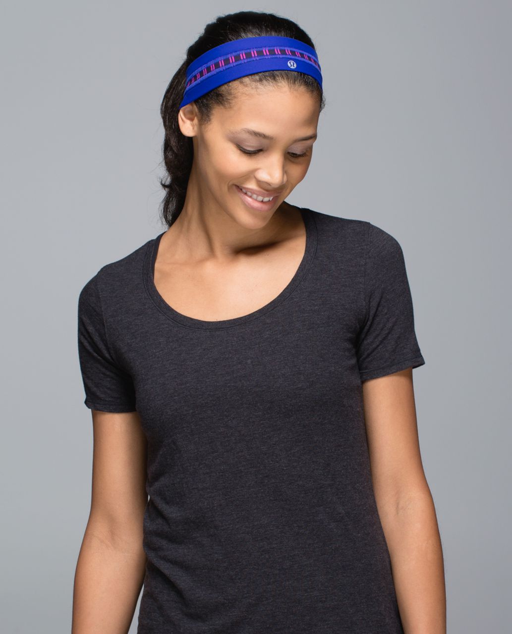 Lululemon Fly Away Tamer Headband - Pigment Blue / Double Trouble Stripe Ultra Violet Black Grape