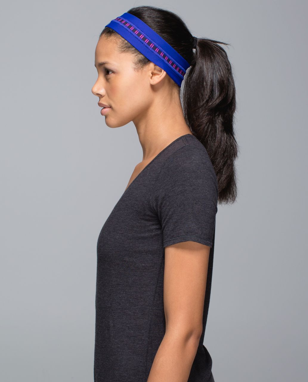 Lululemon Fly Away Tamer Headband - Pigment Blue / Double Trouble Stripe Ultra Violet Black Grape