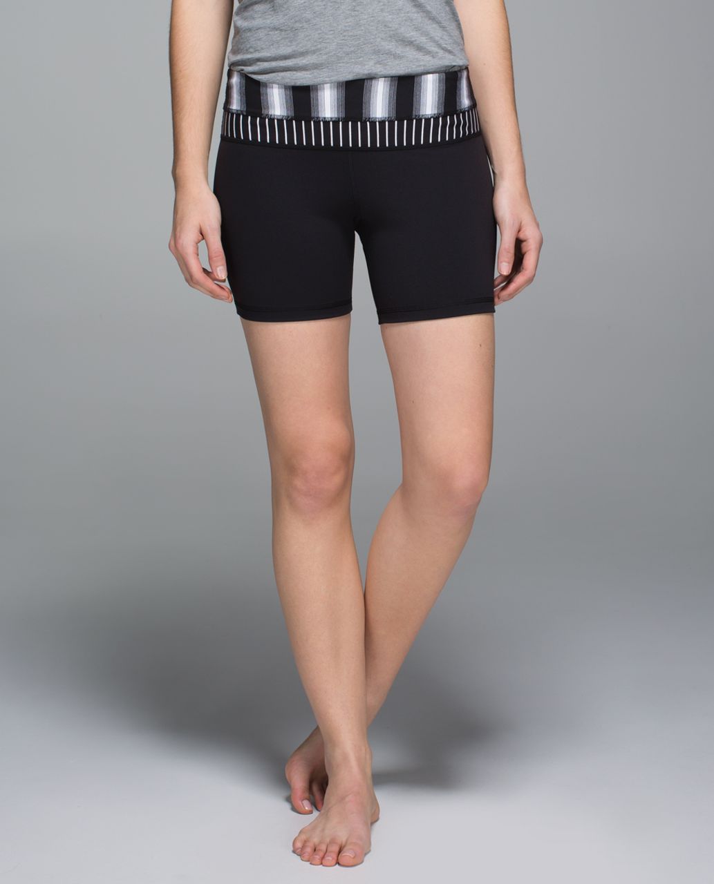 Lululemon Groove Short *Full-On Luon (Regular) - Black / Capilano Stripe Black White / Parallel Stripe Black White