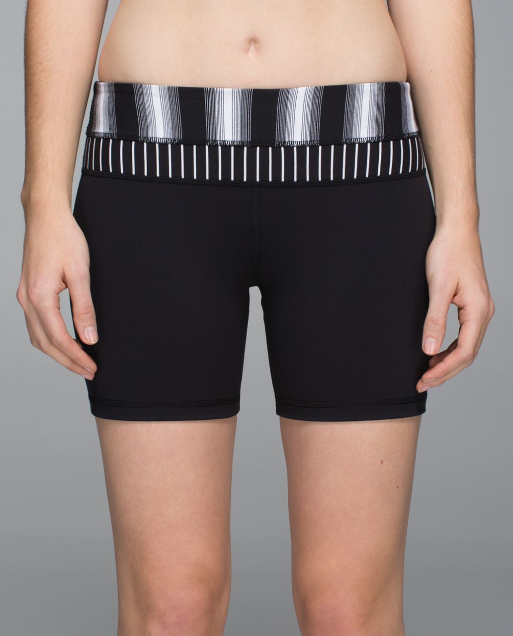 Lululemon Groove Short *Full-On Luon (Regular) - Black / Capilano Stripe Black White / Parallel Stripe Black White