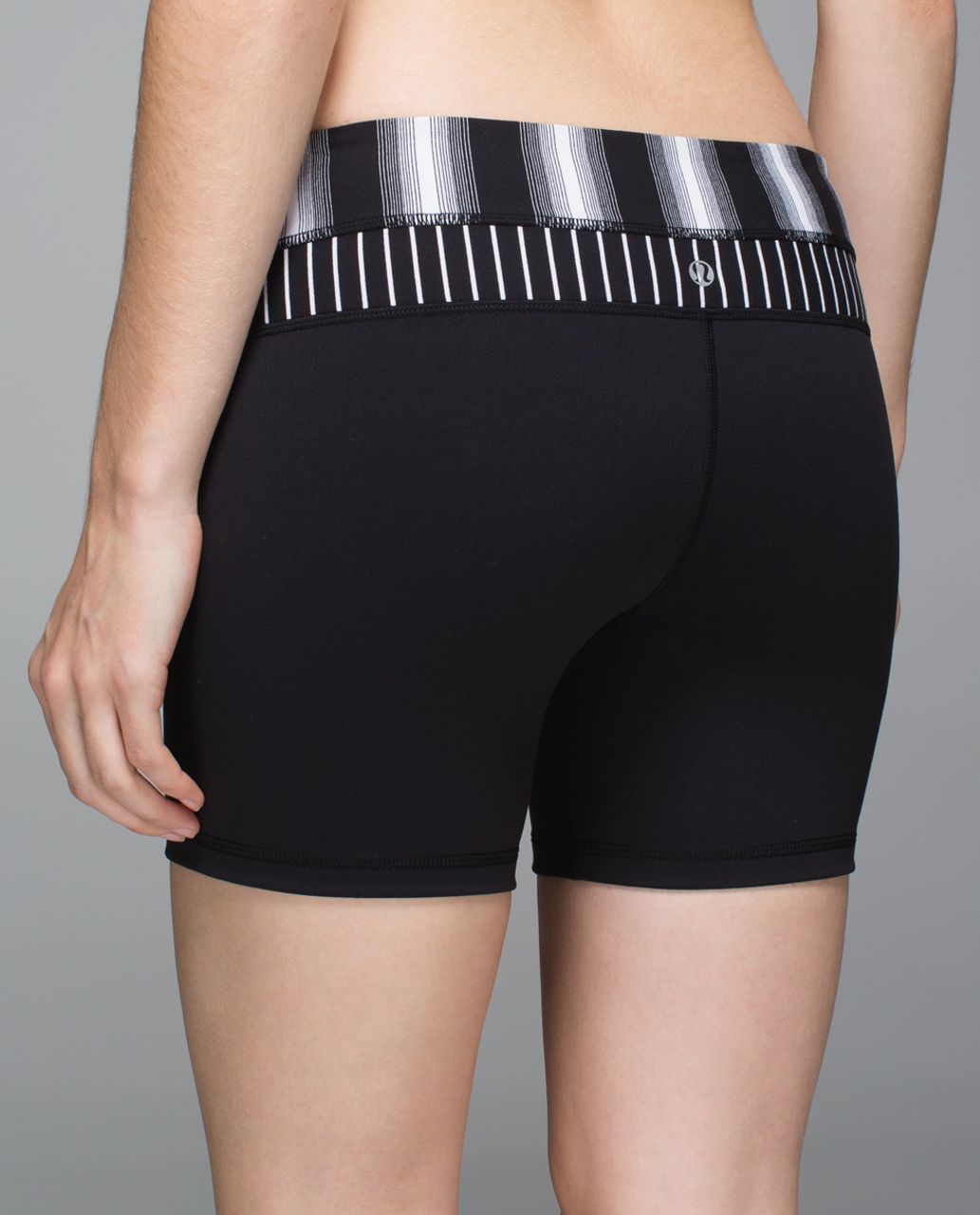 Lululemon Groove Short *Full-On Luon (Regular) - Black / Capilano Stripe Black White / Parallel Stripe Black White