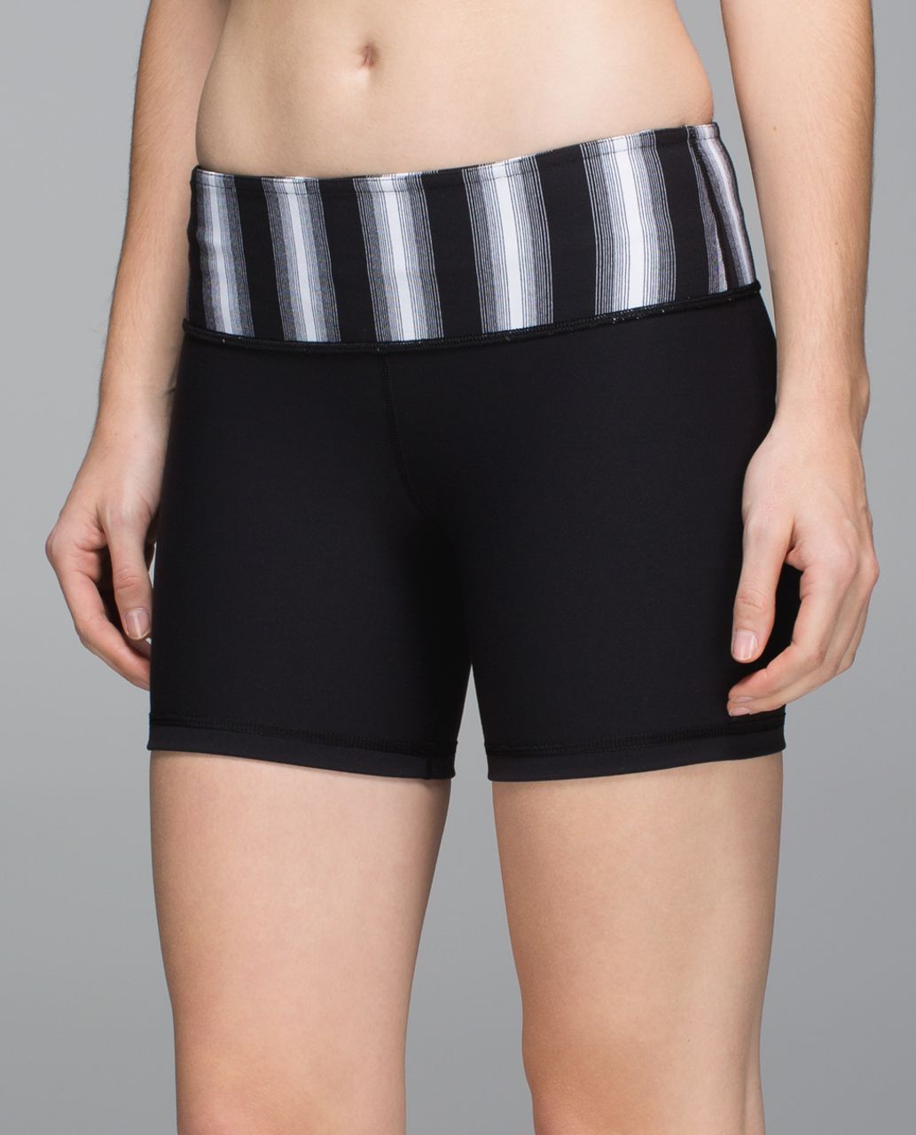 Lululemon Groove Short *Full-On Luon (Regular) - Black / Capilano Stripe Black White / Parallel Stripe Black White