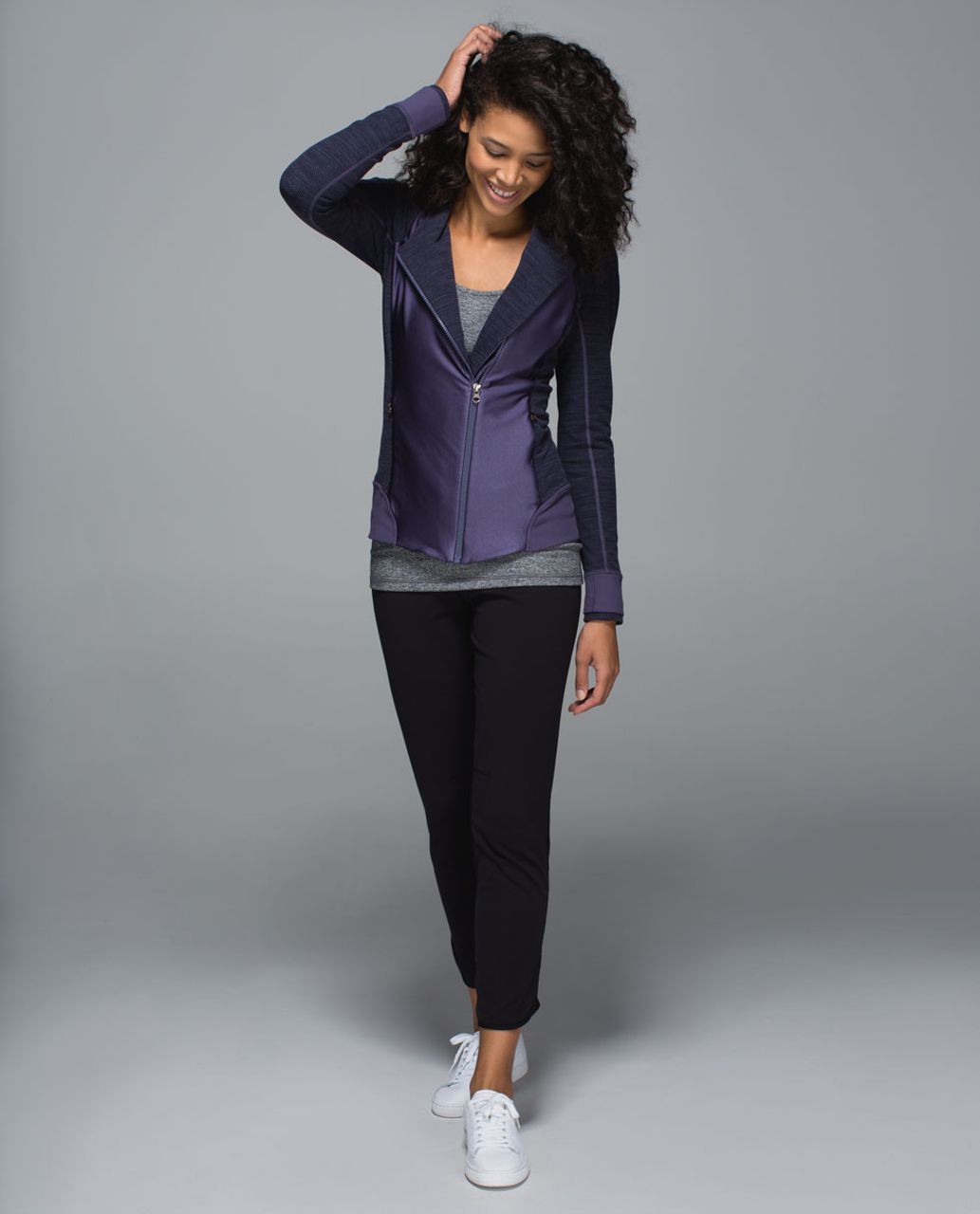 lululemon athletica, Jackets & Coats, Lululemon Emerge Renewed  Asymmetricalzip Moto Jacket In Black Herringbone