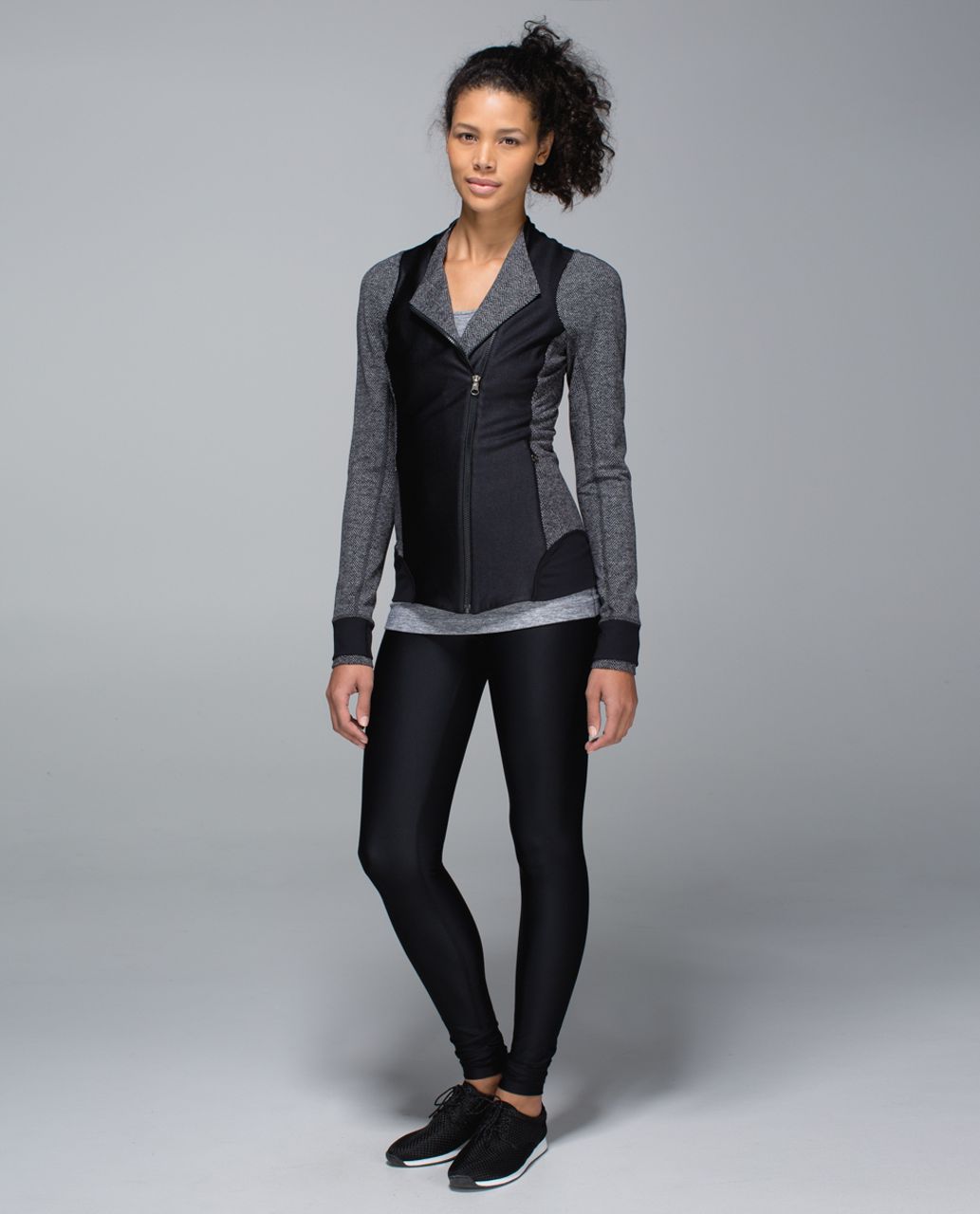 Lululemon Emerge Renewed Jacket - Black / Giant Herringbone Black Heathered  Black - lulu fanatics