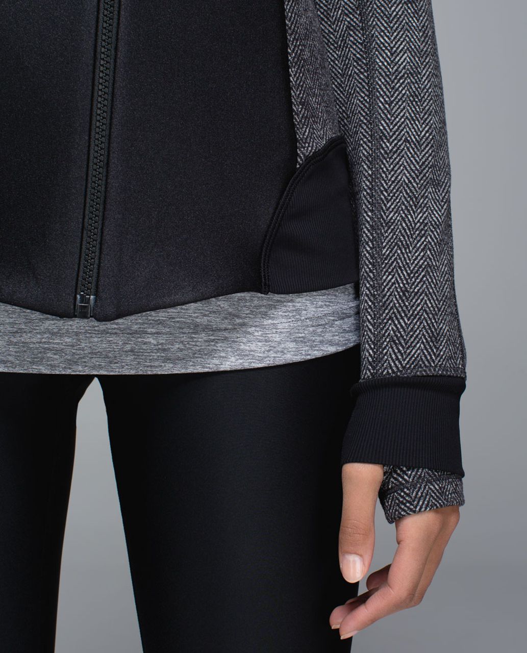 Lululemon Emerge Renewed Jacket - Black / Giant Herringbone Black Heathered Black