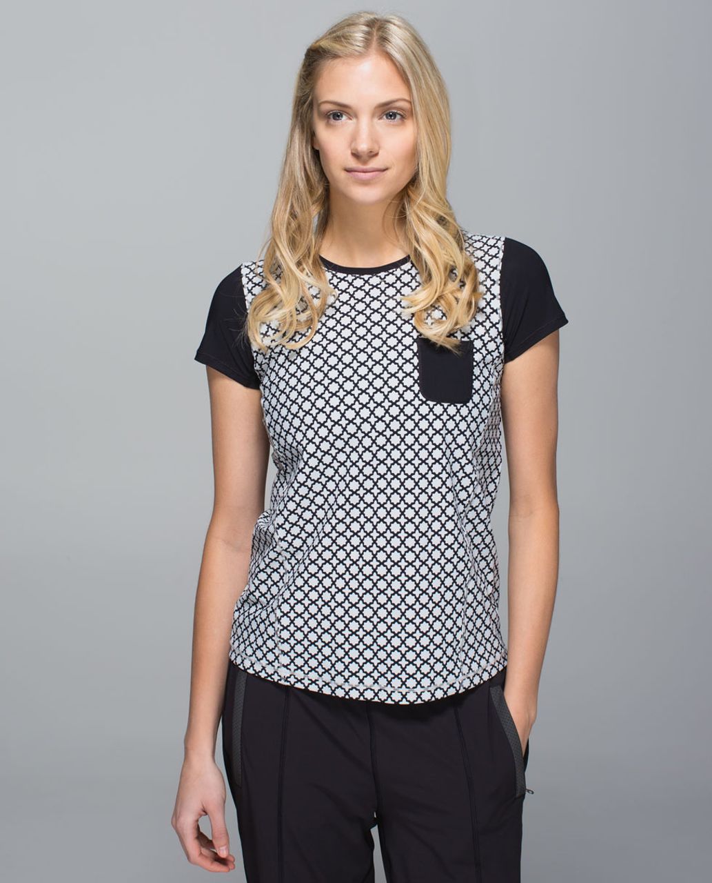 Lululemon Runbeam Short Sleeve - Soul Geo Silver Spoon Black / Black