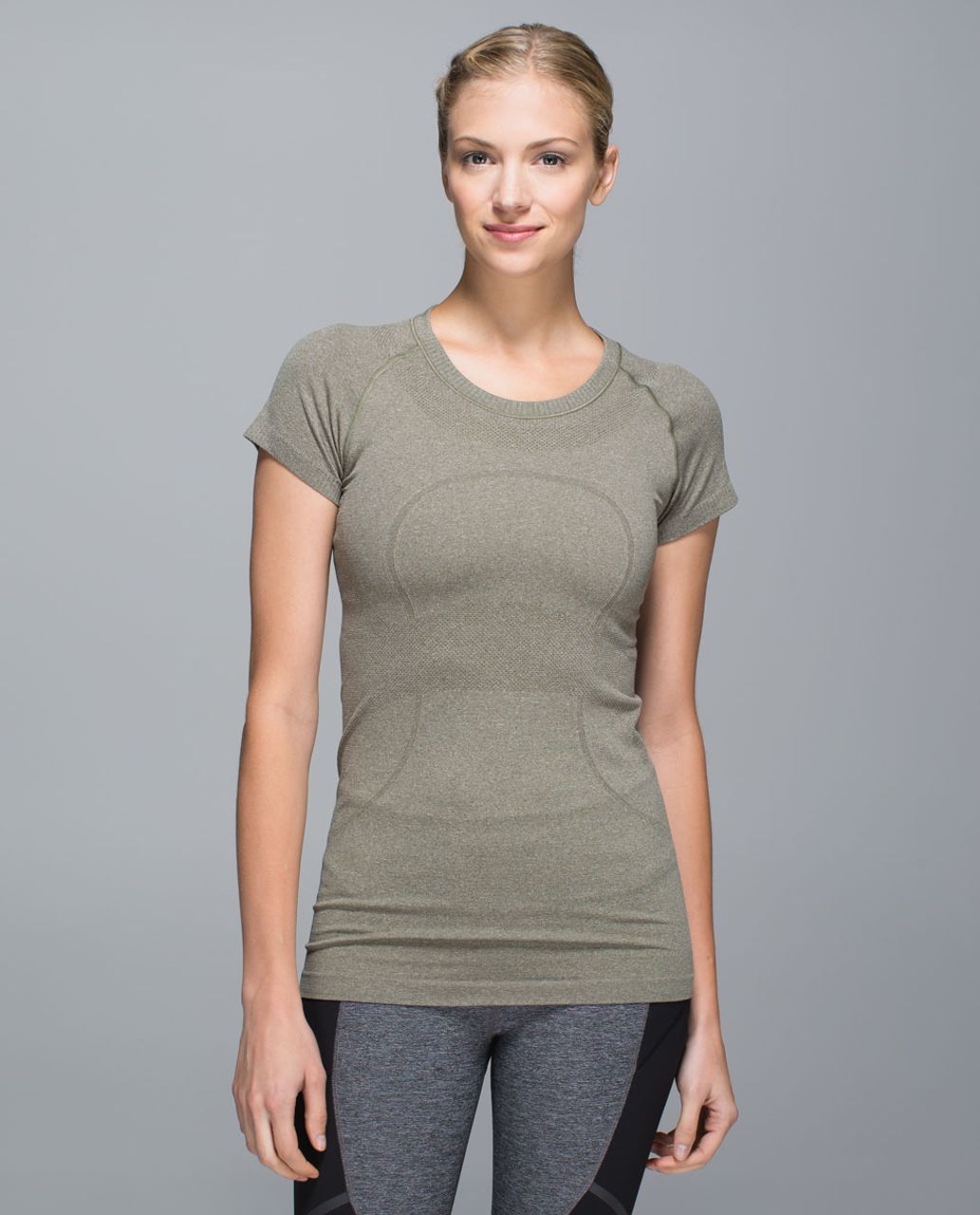 Lululemon Run:  Swiftly Tech Short Sleeve Crew - Heathered Fatigue Green