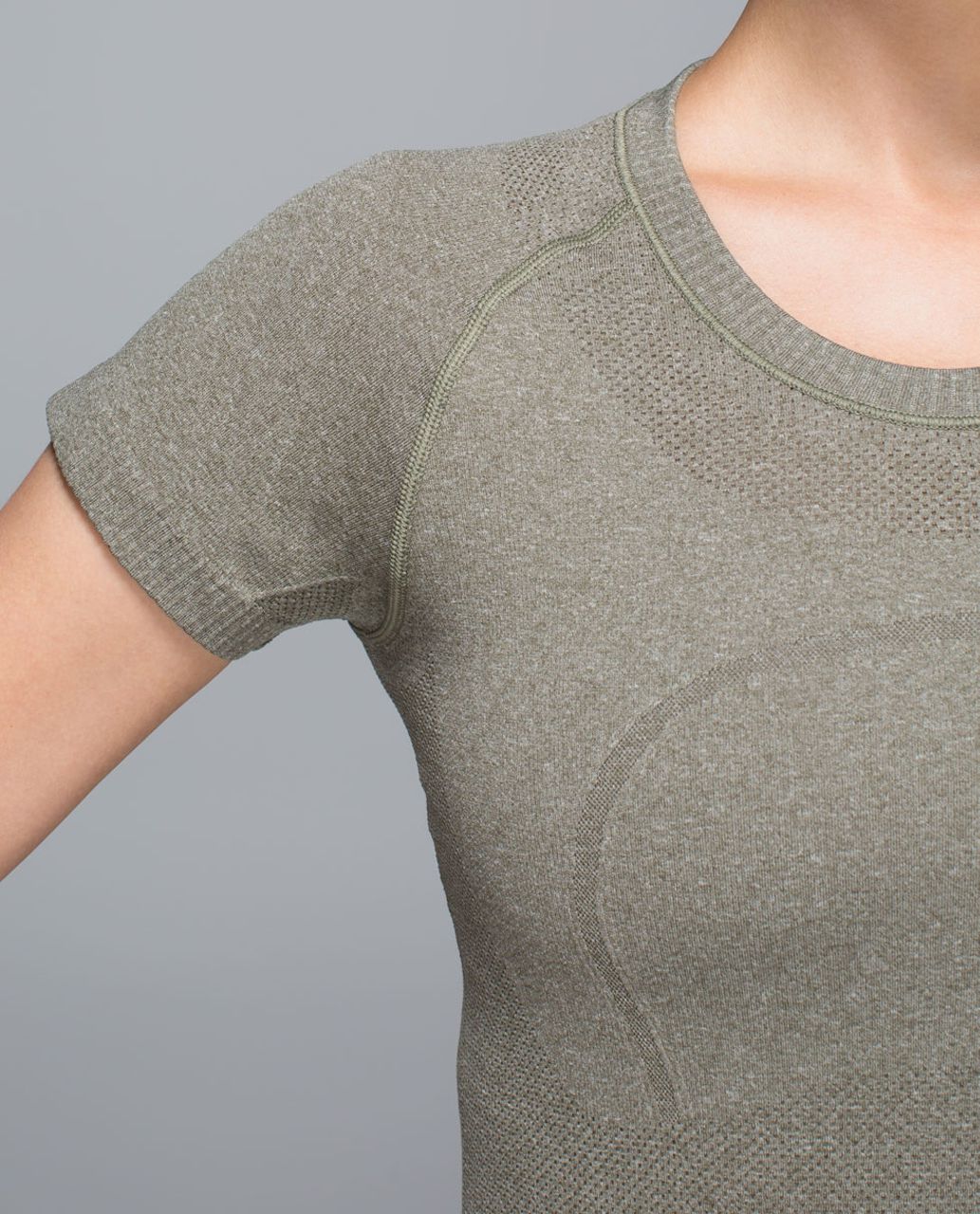 Lululemon Run:  Swiftly Tech Short Sleeve Crew - Heathered Fatigue Green