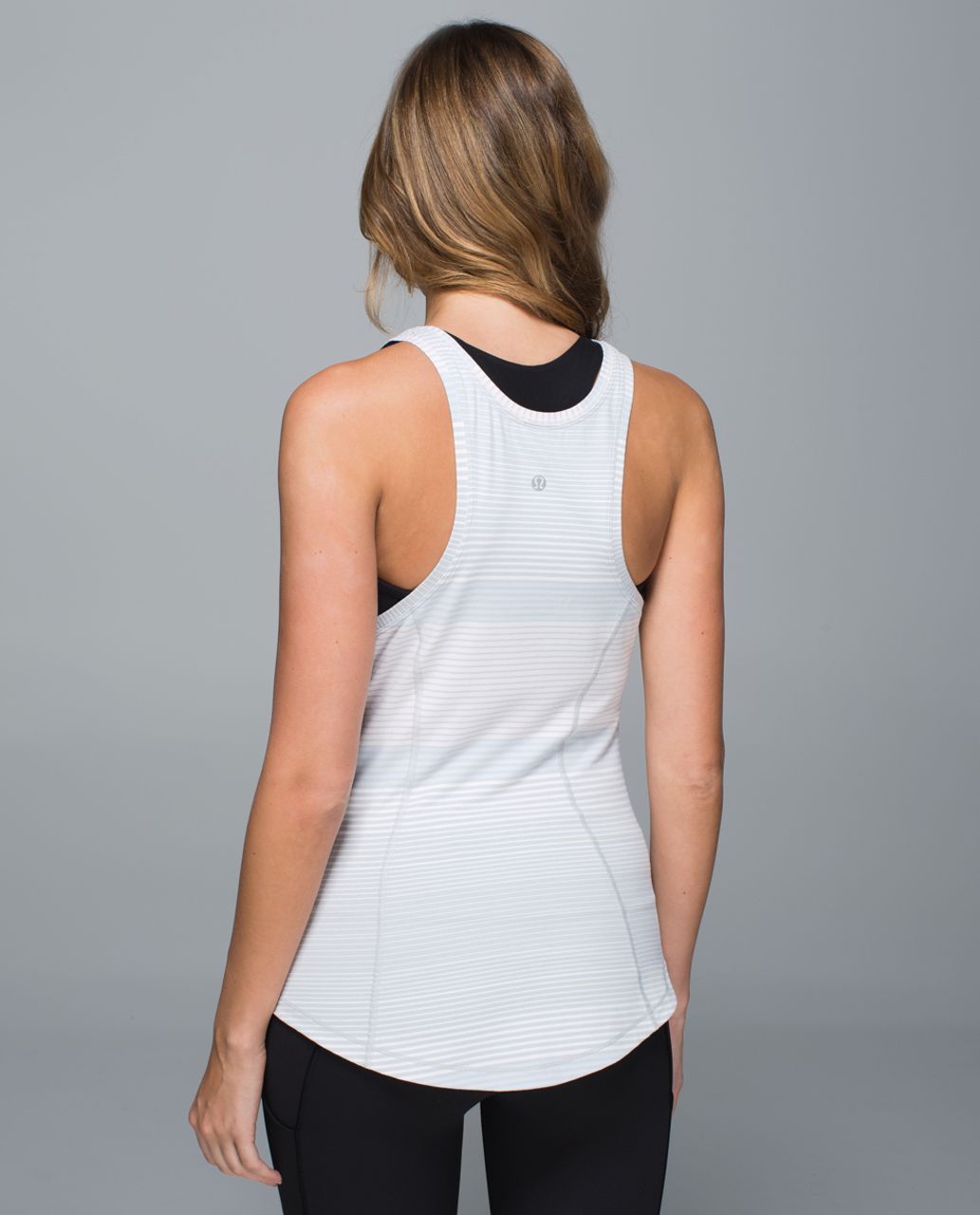 Lululemon Think Fast Tank - Om Stripe Heathered Silver Spoon Multi